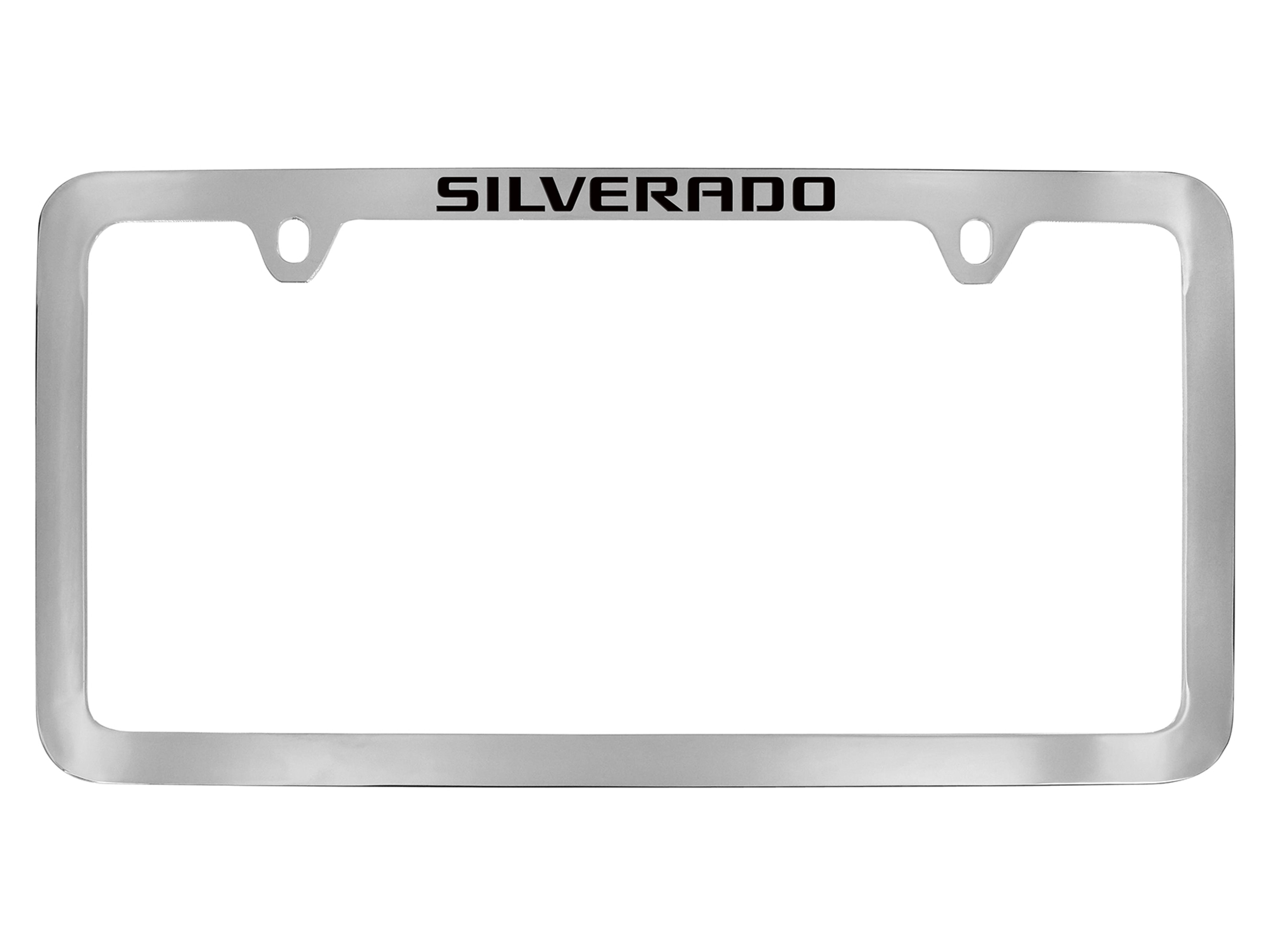 License Plate Frame by Baron & Baron® in Chrome with Black Silverado Script - Associated Accessories