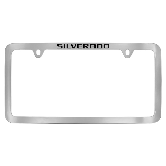 License Plate Frame by Baron & Baron® in Chrome with Black Silverado Script - Associated Accessories