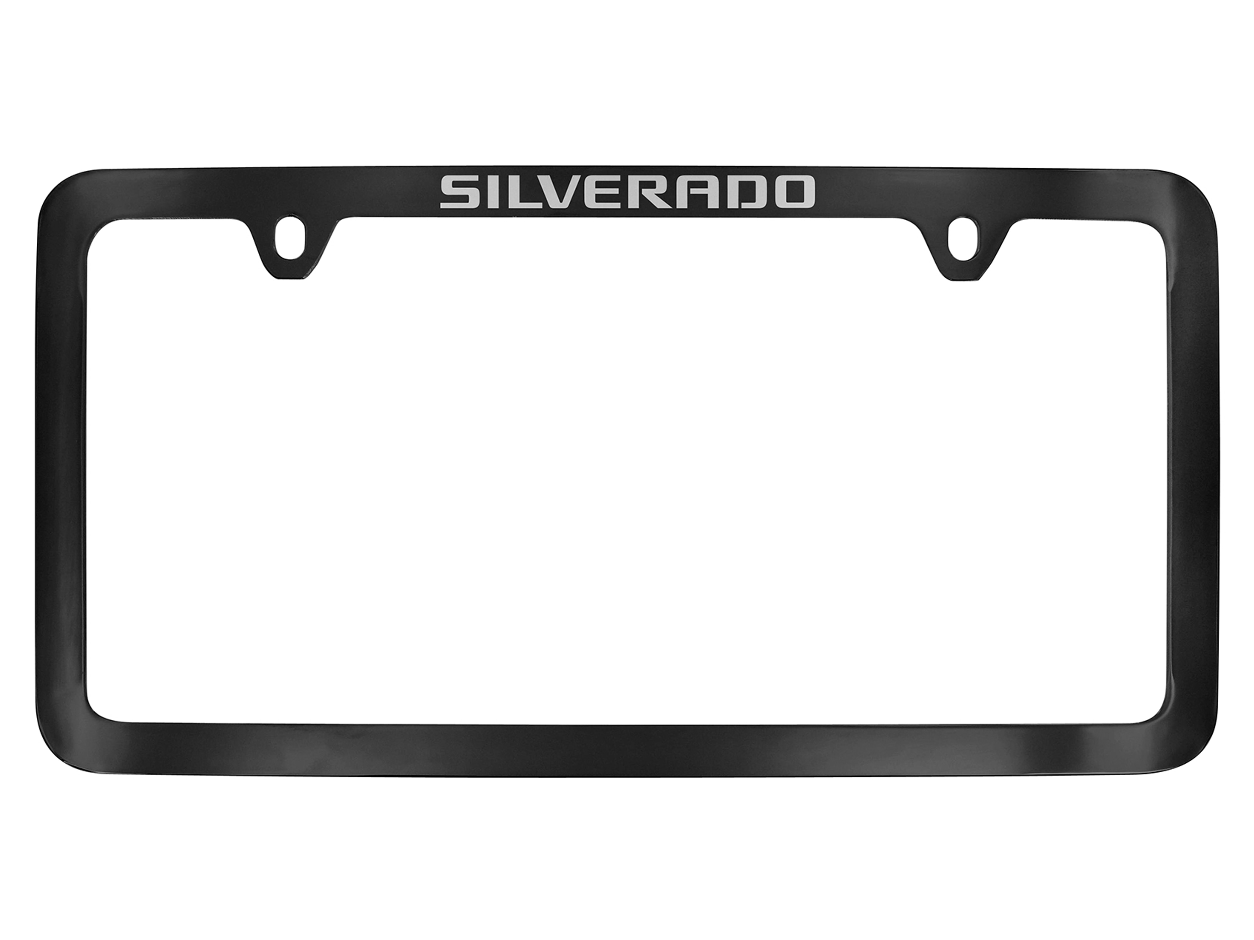 License Plate Frame by Baron & Baron® in Black with Chrome Silverado Script - Associated Accessories