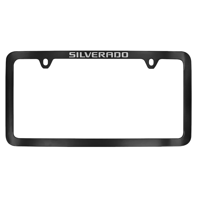 License Plate Frame by Baron & Baron® in Black with Chrome Silverado Script - Associated Accessories