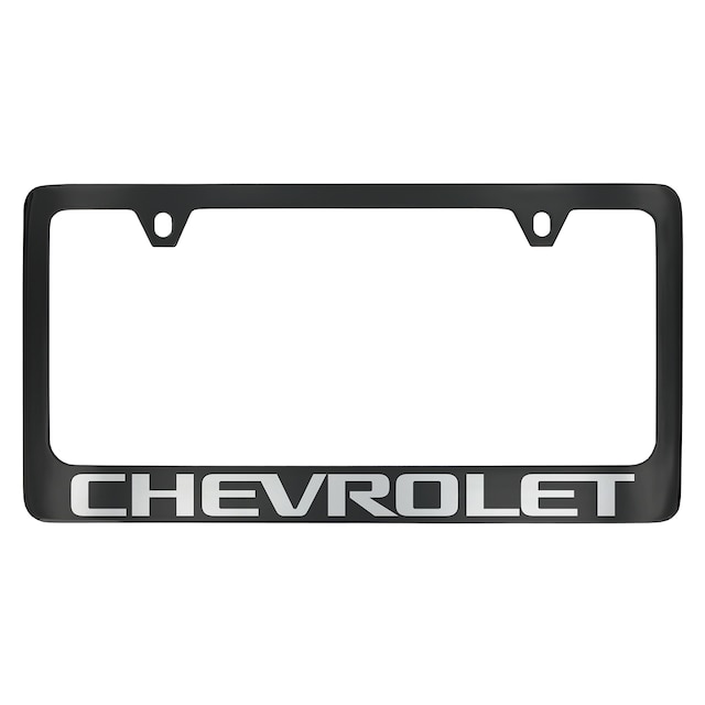 License Plate Frame by Baron & Baron® in Black with Chrome Chevrolet Script - Associated Accessories