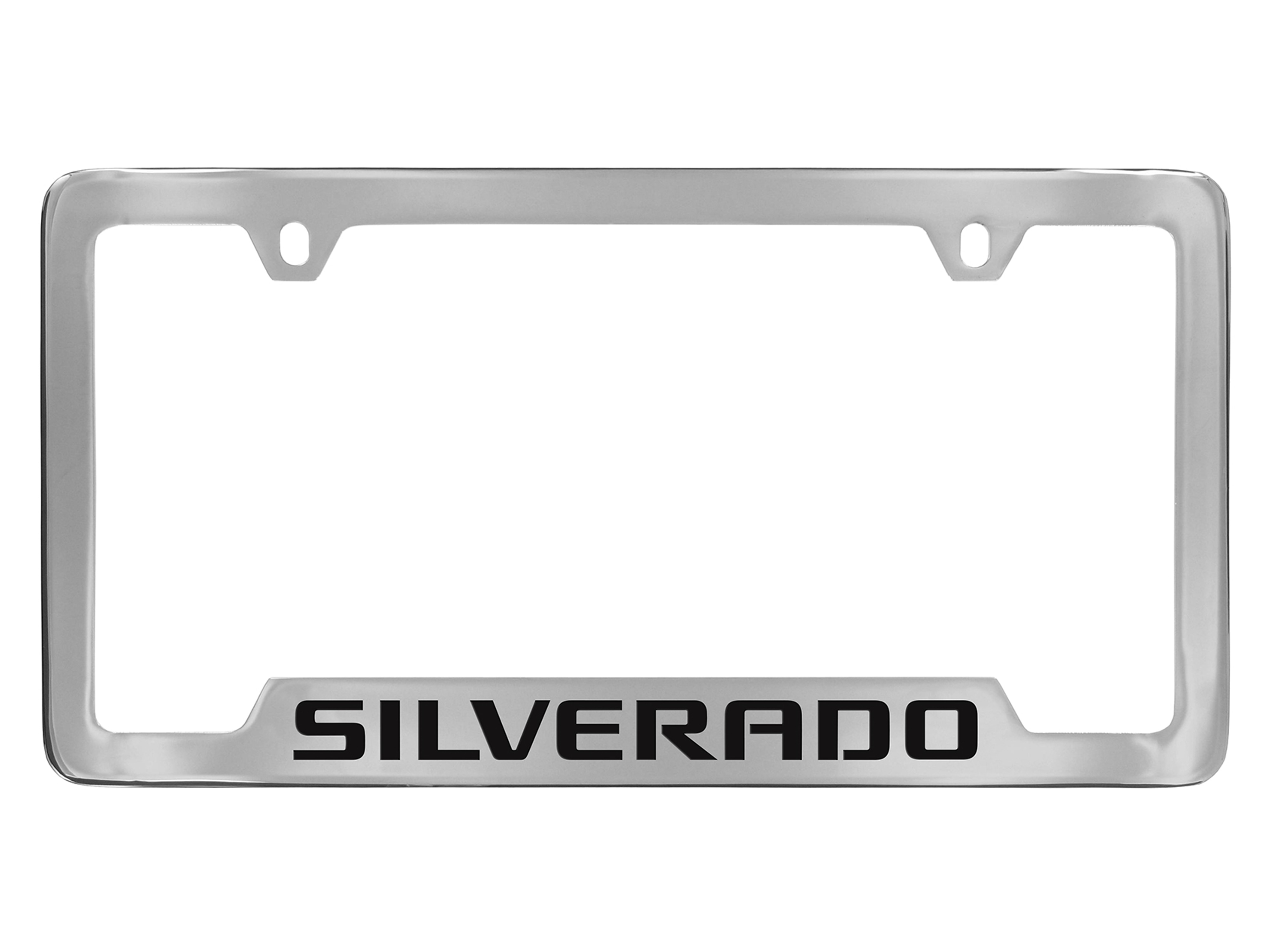License Plate Frame by Baron & Baron® in Chrome with Black Silverado Script - Associated Accessories