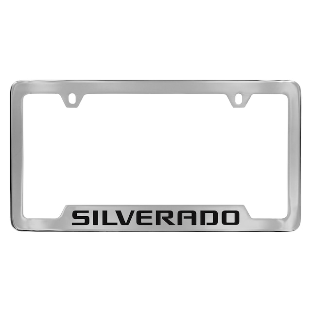 License Plate Frame by Baron & Baron® in Chrome with Black Silverado Script - Associated Accessories