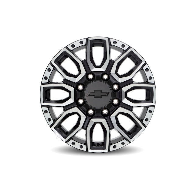 20x8.5-Inch Aluminum Multi-Spoke Wheel in Black with Selective Machining