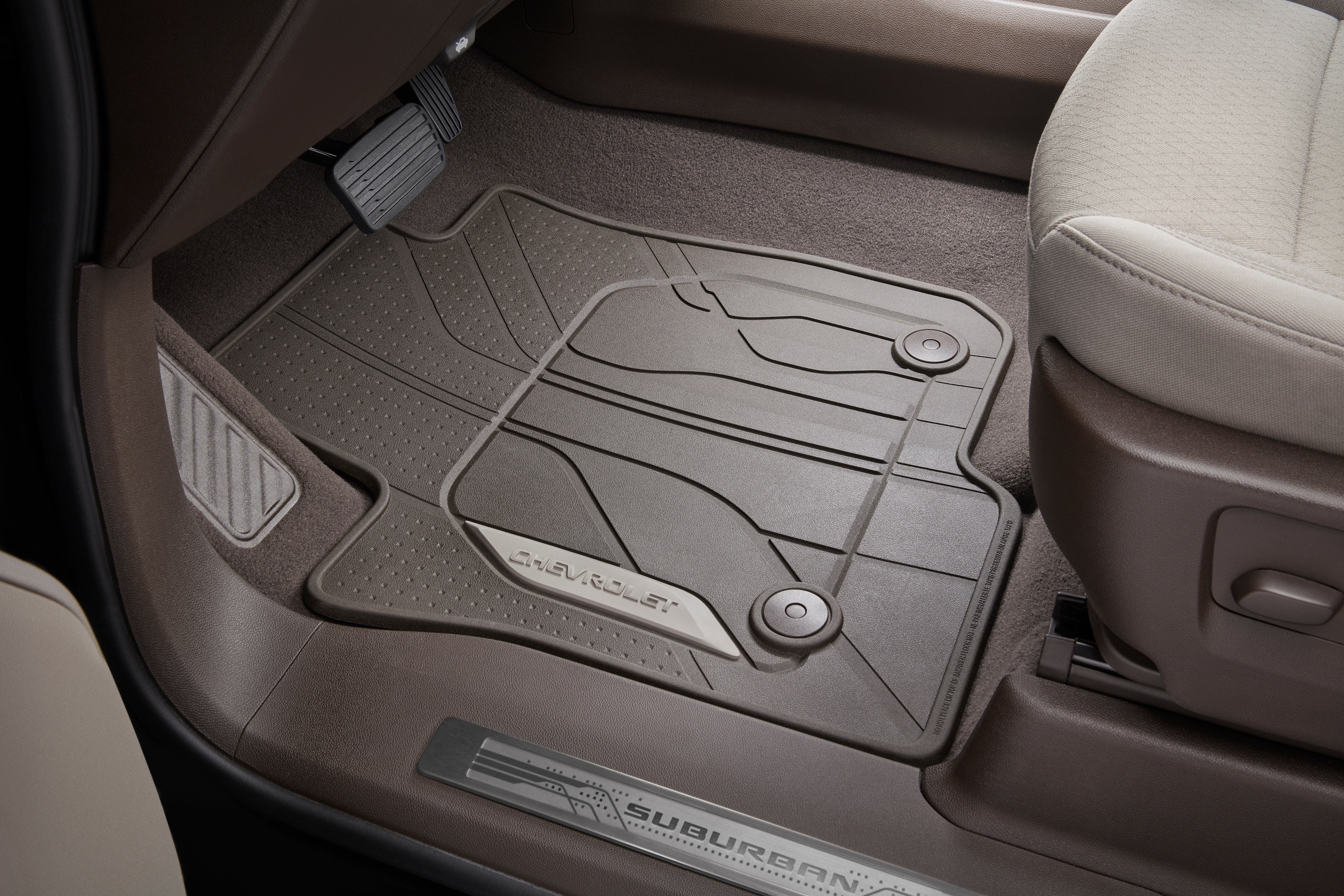 First-Row Premium All-Weather Floor Mats in Very Dark Atmosphere with Chevrolet Script