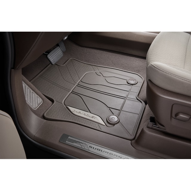 First-Row Premium All-Weather Floor Mats in Very Dark Atmosphere with Chevrolet Script