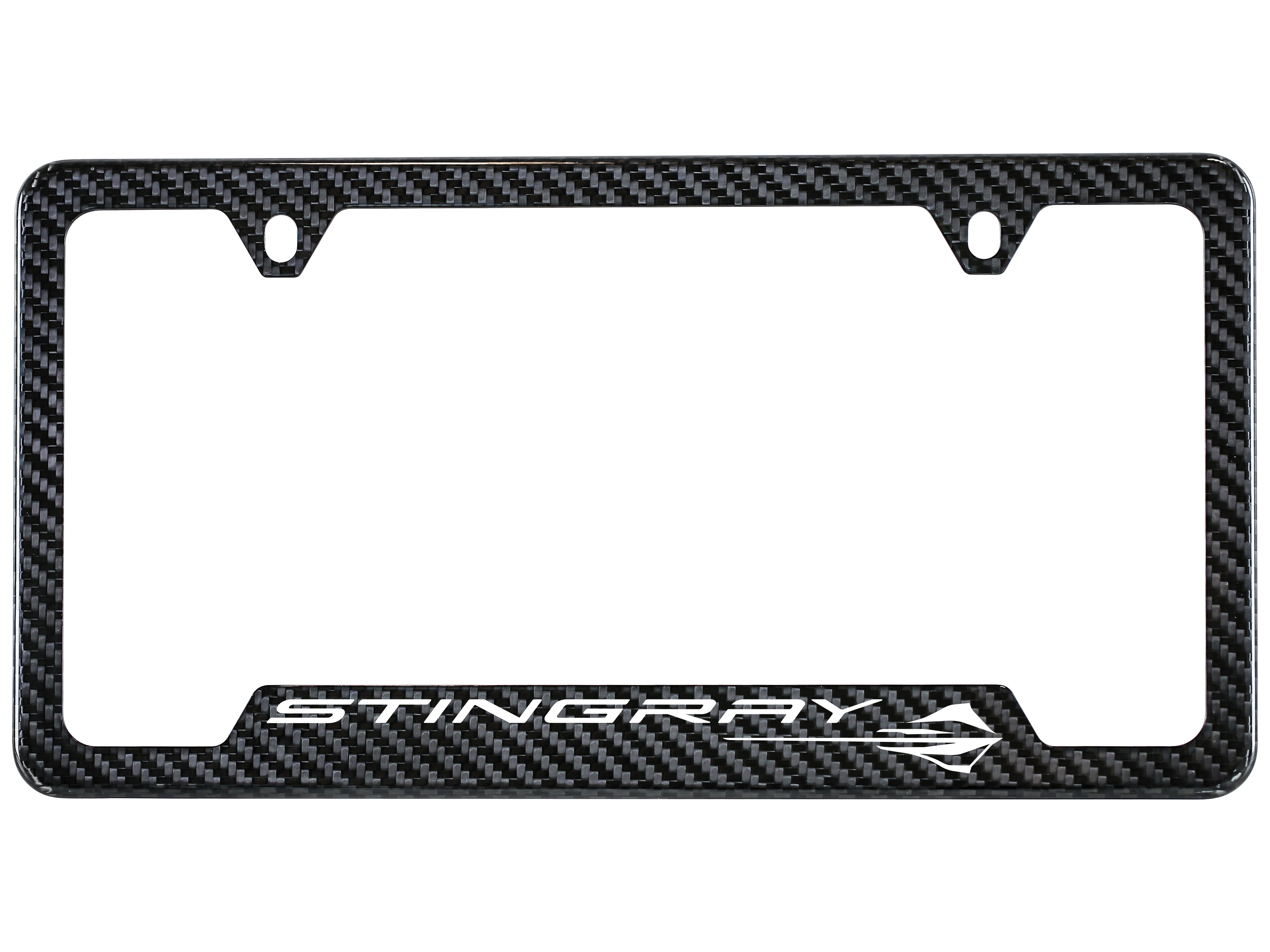 License Plate Frame in Carbon Fiber with Corvette Stingray Logo by Baron & Baron® - Associated Accessories