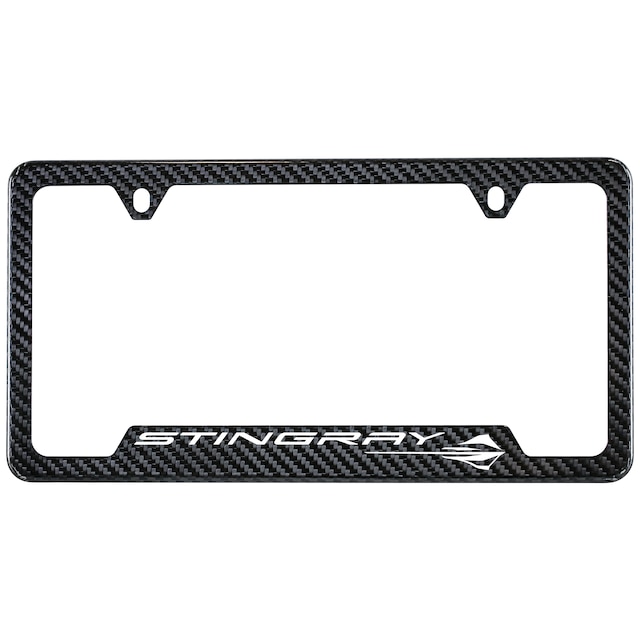 License Plate Frame in Carbon Fiber with Corvette Stingray Logo by Baron & Baron® - Associated Accessories