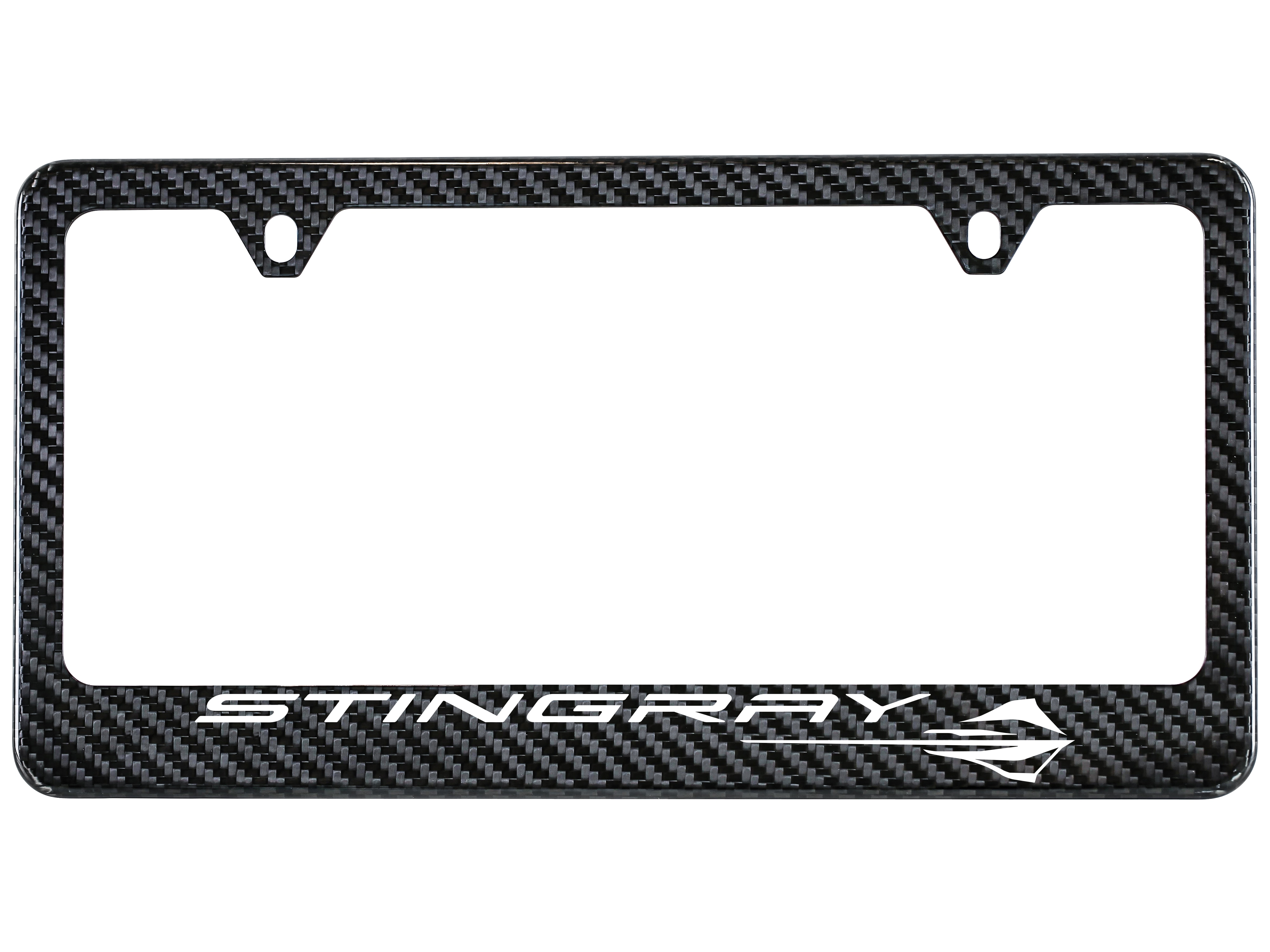 License Plate Frame in Carbon Fiber with Corvette Stingray Logo by Baron & Baron® - Associated Accessories