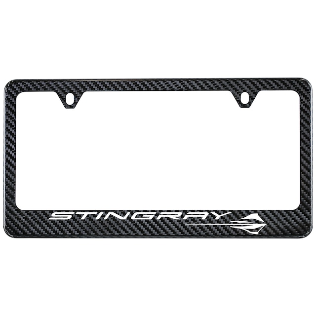 License Plate Frame in Carbon Fiber with Corvette Stingray Logo by Baron & Baron® - Associated Accessories