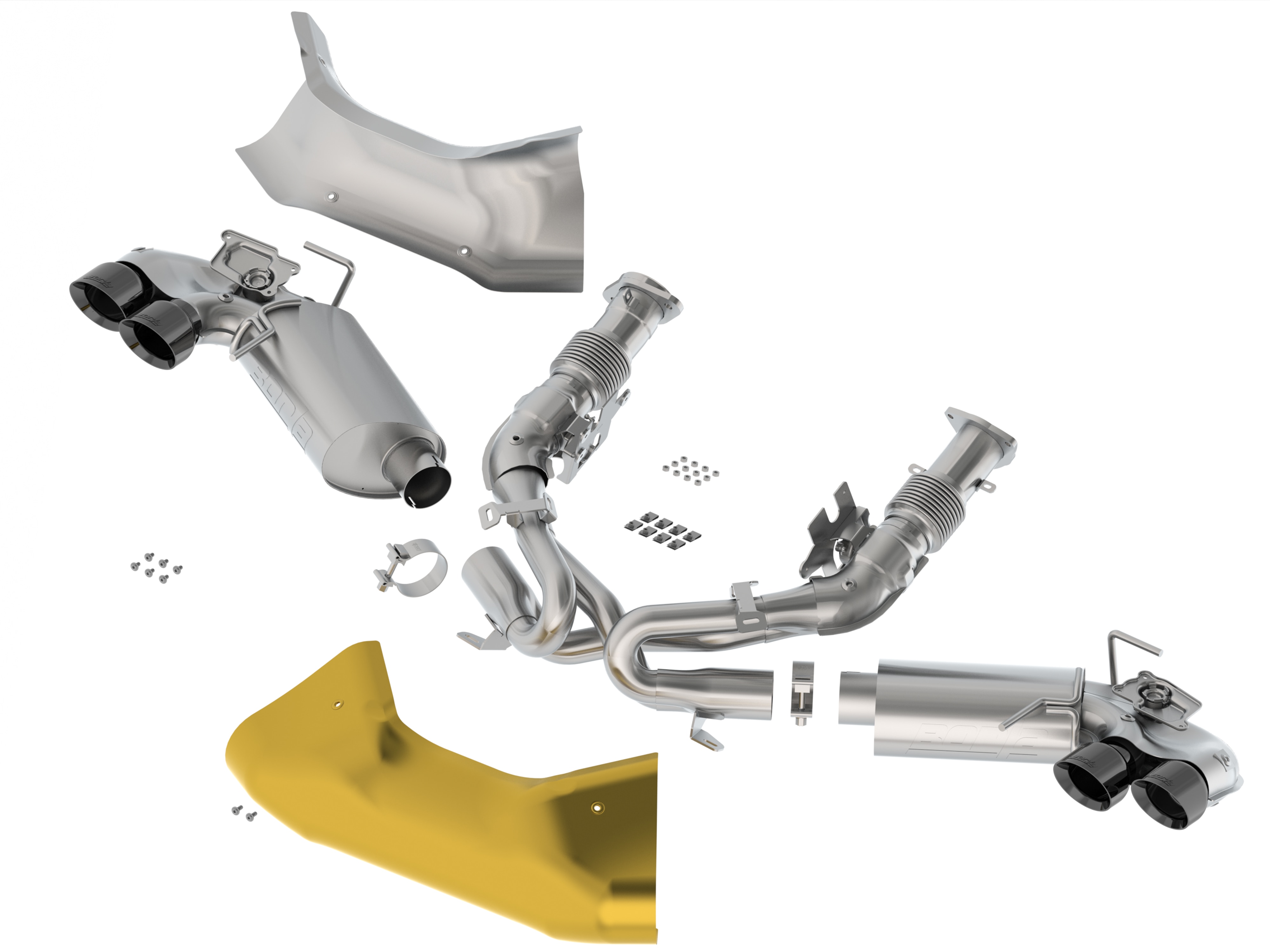 Corvette Cat-Back Dual-Mode Exhaust Upgrade System with Black PVD Coated Tips by Borla® - Associated Accessories