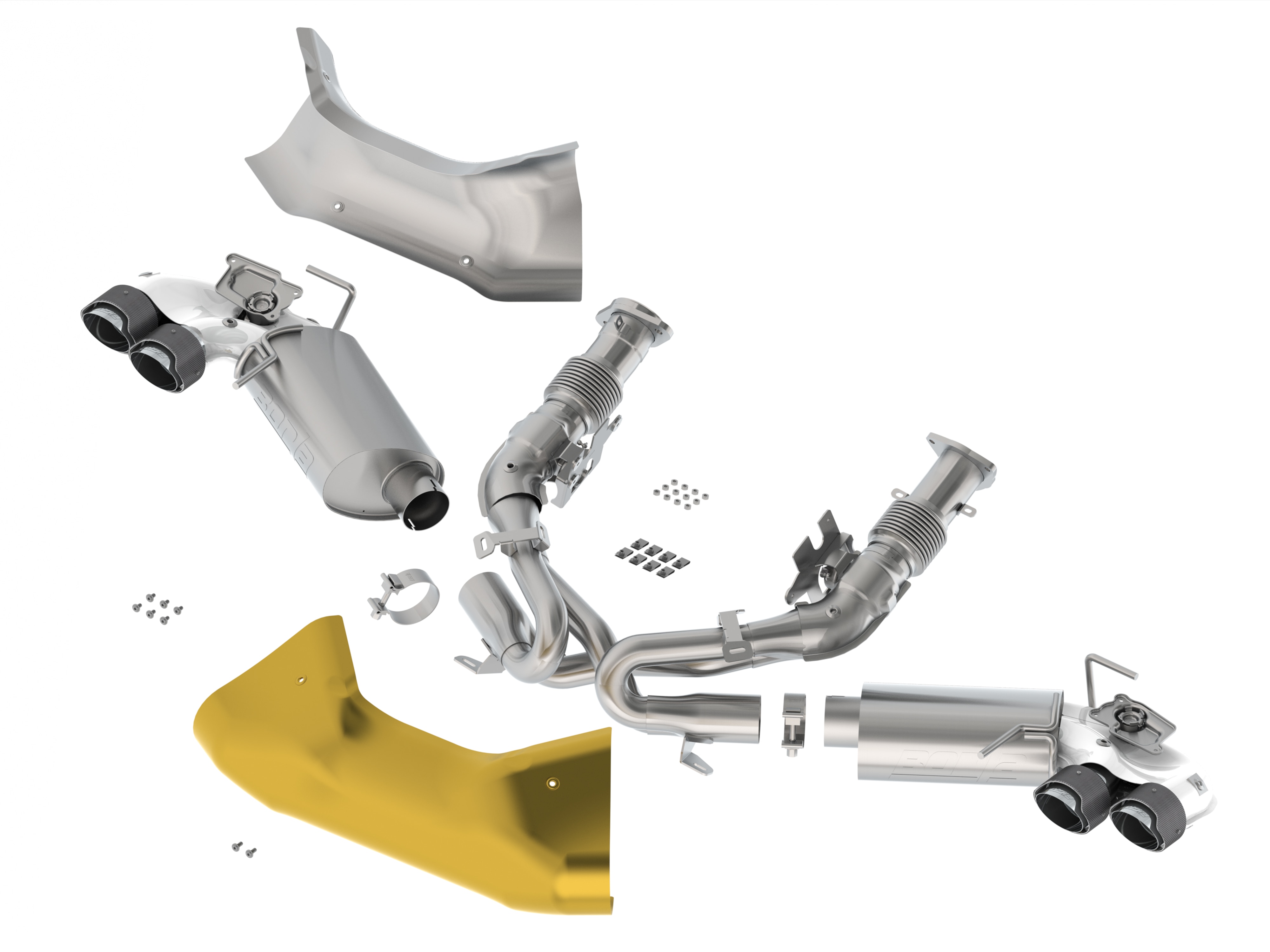 Corvette Cat-Back Dual-Mode Exhaust Upgrade System with Carbon Fiber Tips by Borla® - Associated Accessories