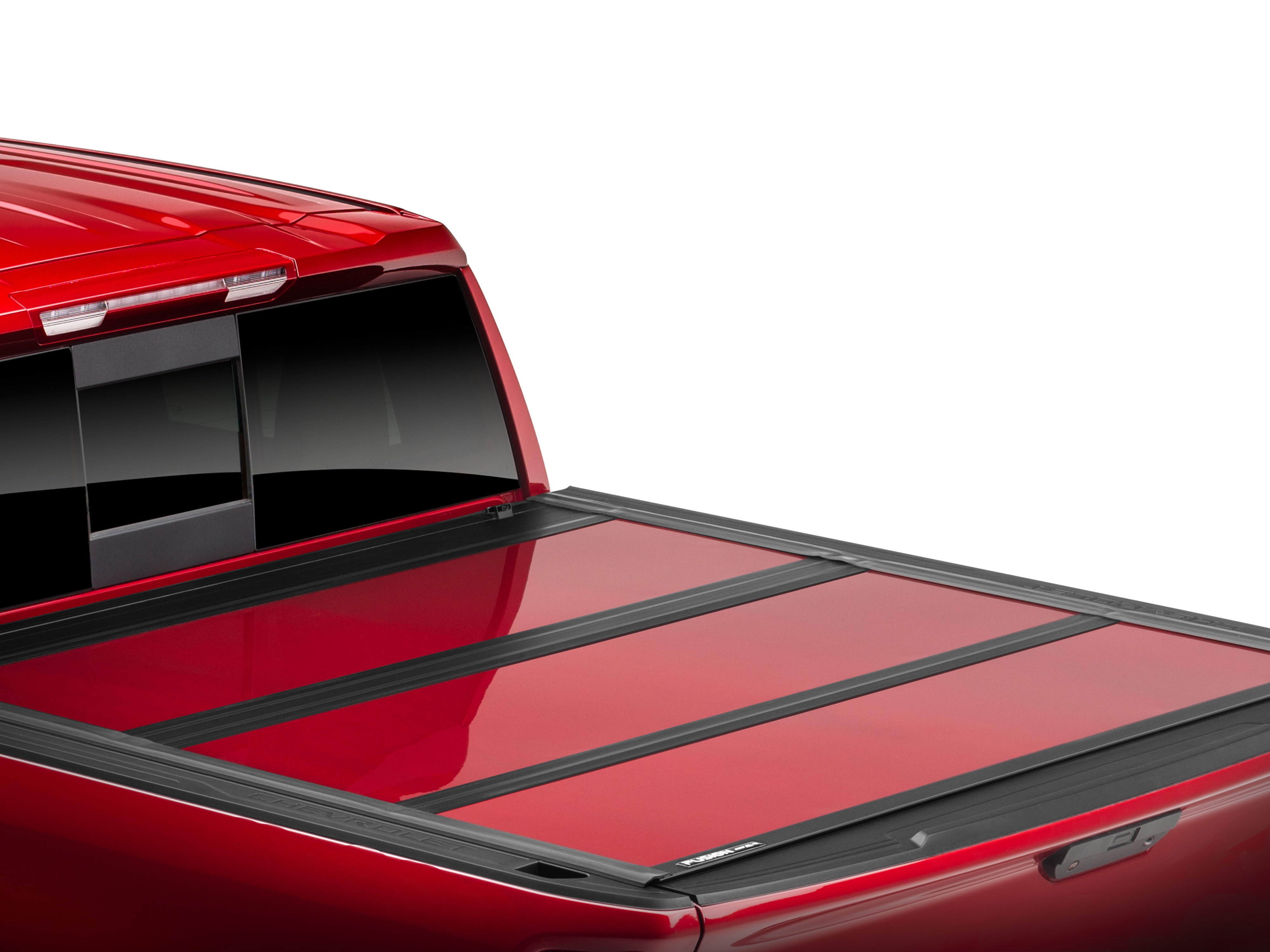 Short Bed Hard Folding Painted Tonneau Cover in Red by UnderCover™ - Associated Accessories