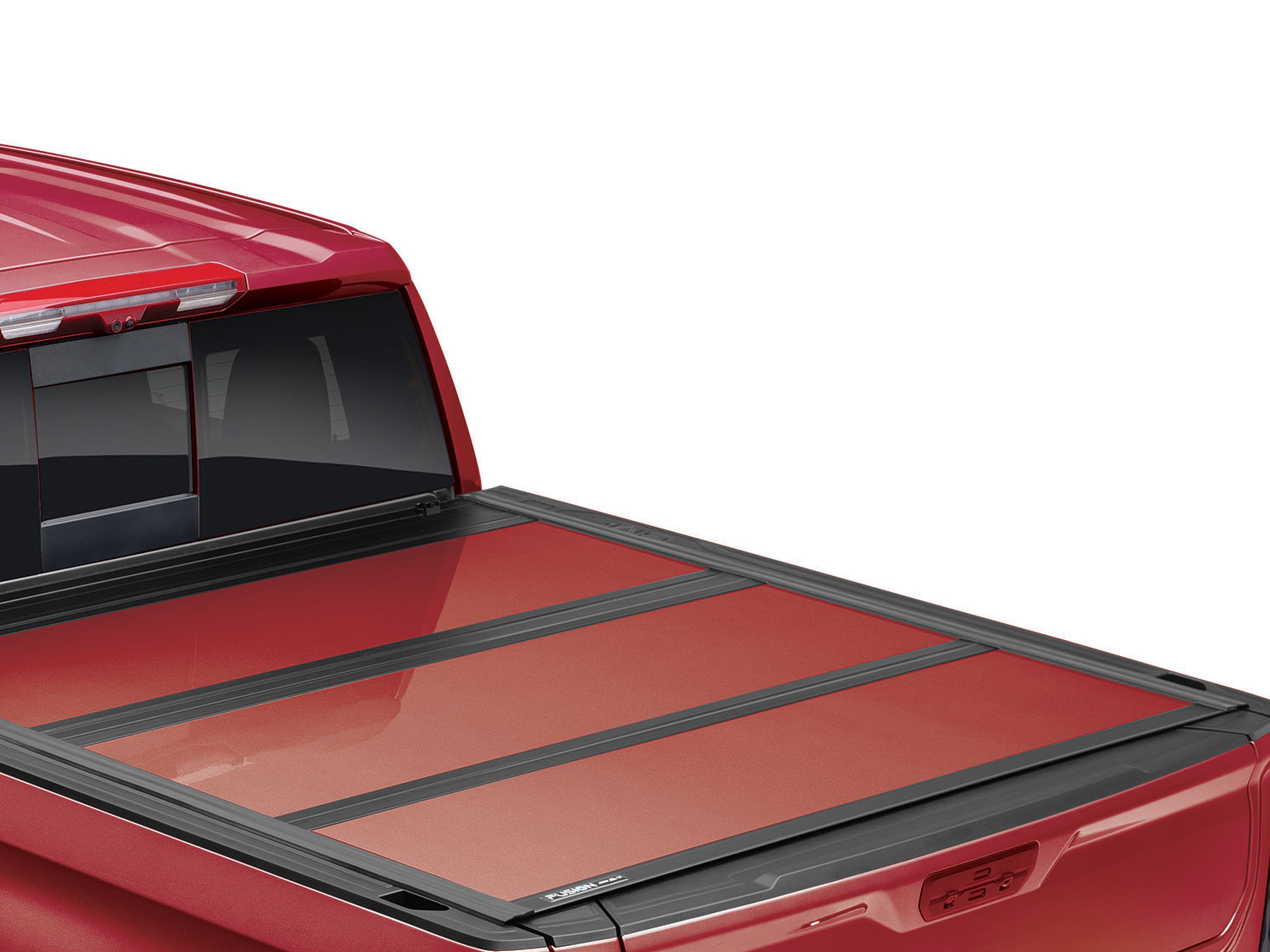 Short Bed Hard Folding Painted Truck Bed Cover in Red by Advantage® - Associated Accessories