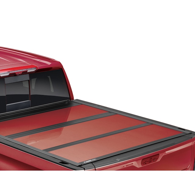 Short Bed Hard Folding Painted Truck Bed Cover in Red by Advantage® - Associated Accessories