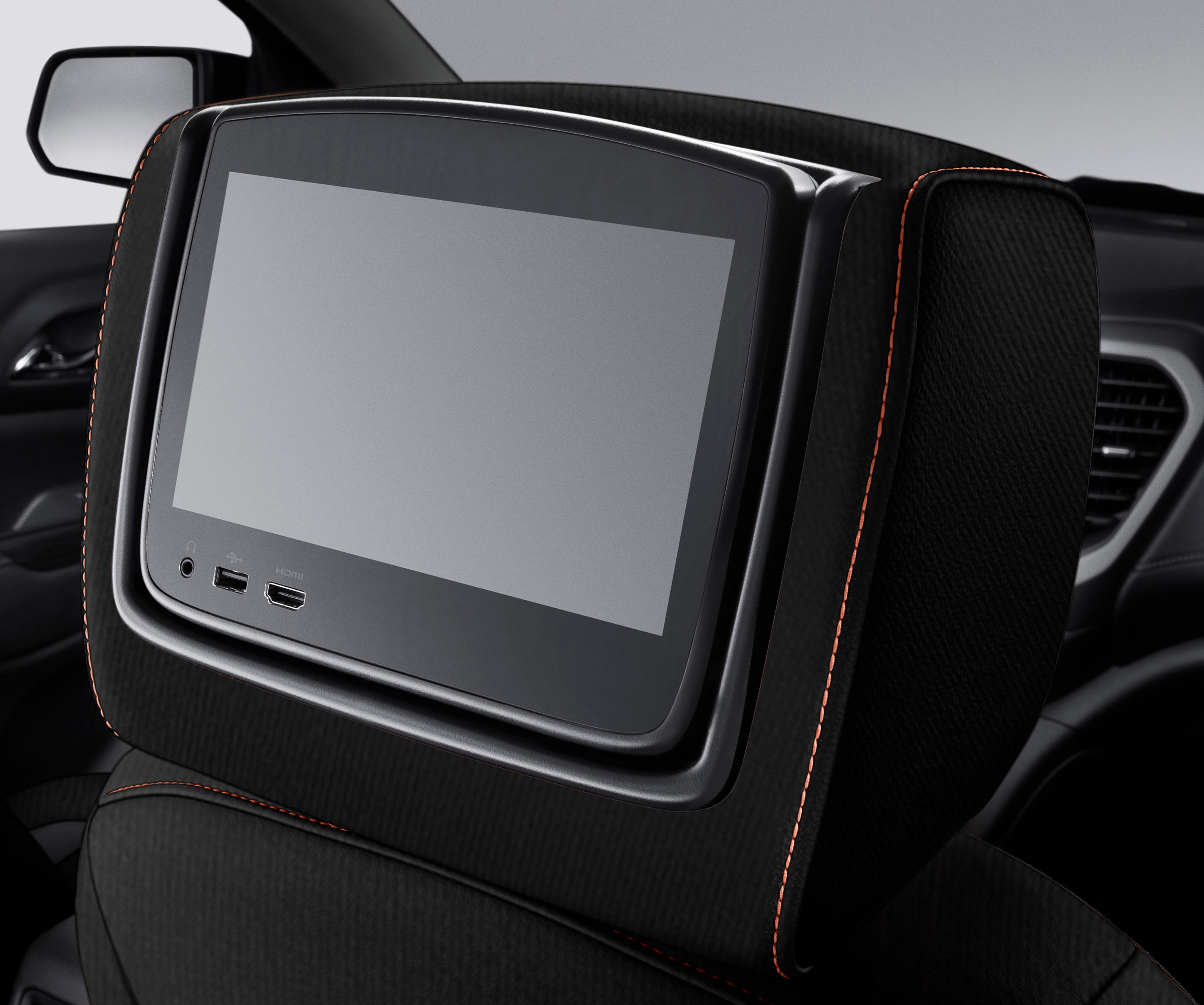 Rear-Seat Infotainment System with DVD Player in Jet Black Cloth with Kalahari Stitching and AT4 Logo