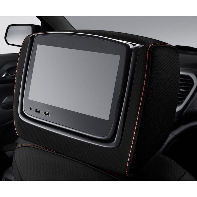 Rear-Seat Infotainment System with DVD Player in Jet Black Cloth with Kalahari Stitching and AT4 Logo
