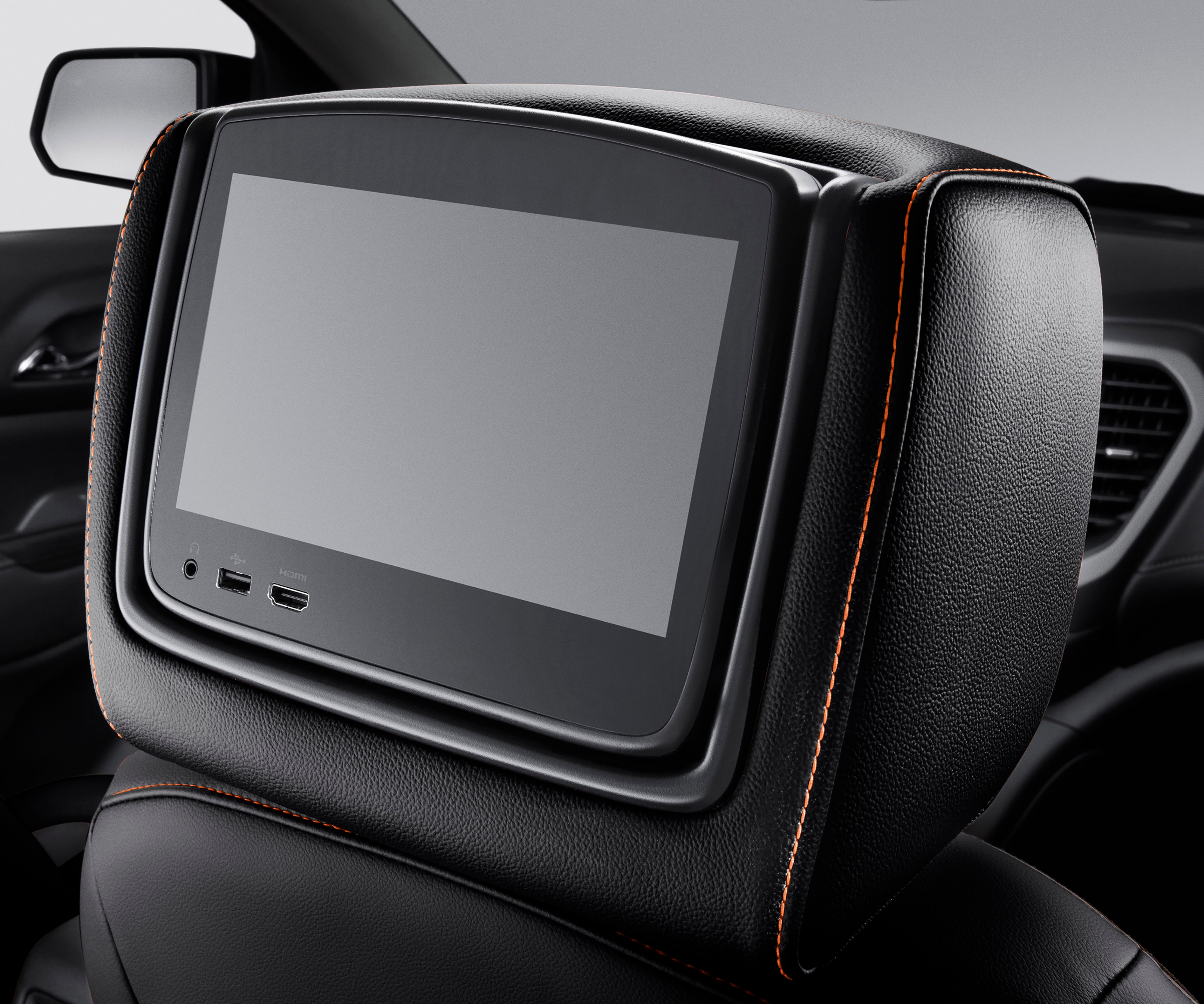 Rear-Seat Infotainment System with DVD Player in Jet Black Leather with Kalahari Stitching and AT4 Logo