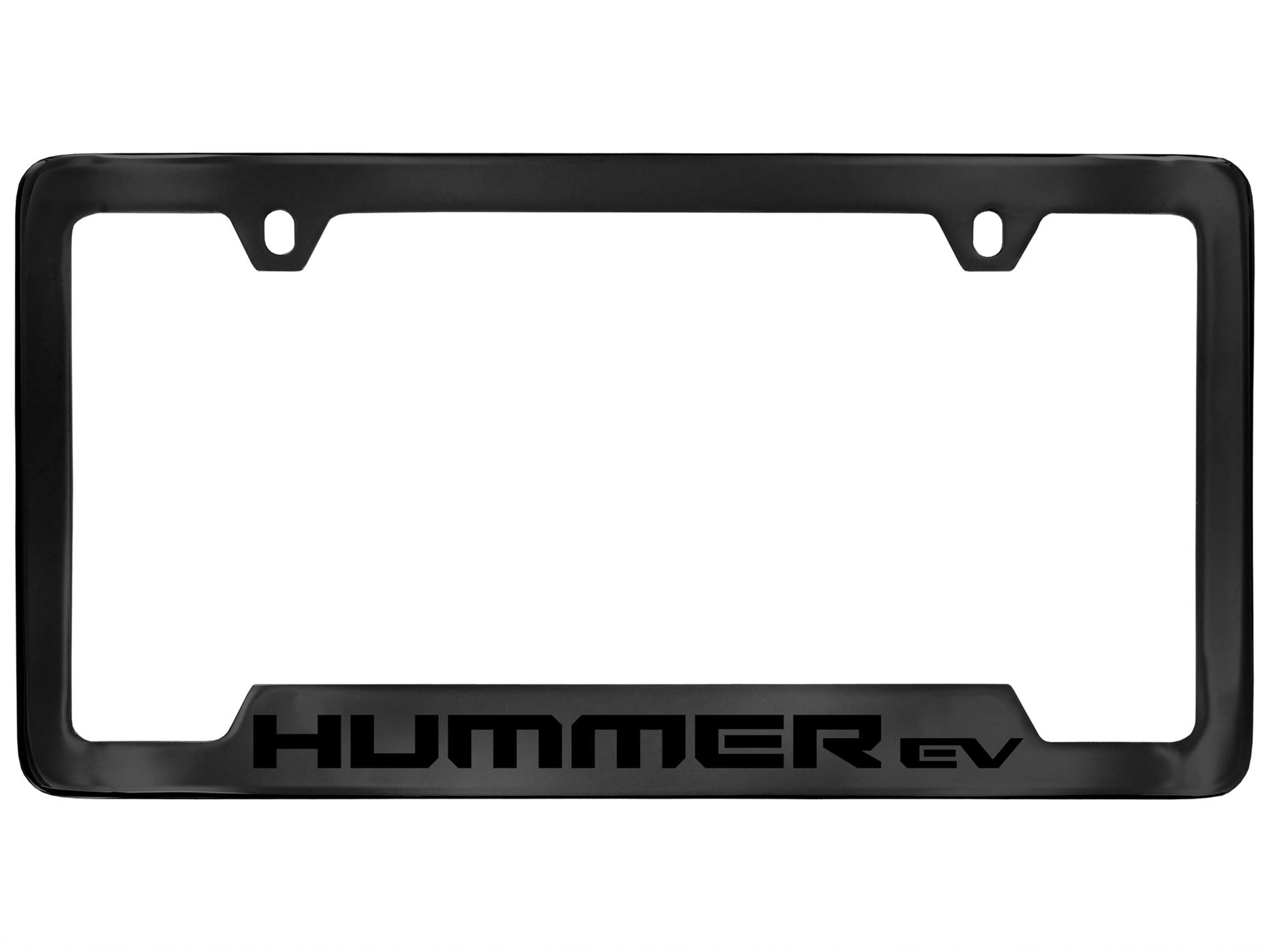 License Plate Frame in Black with GMC HUMMER EV Pickup Logo in Black by Baron & Baron® - Associated Accessories