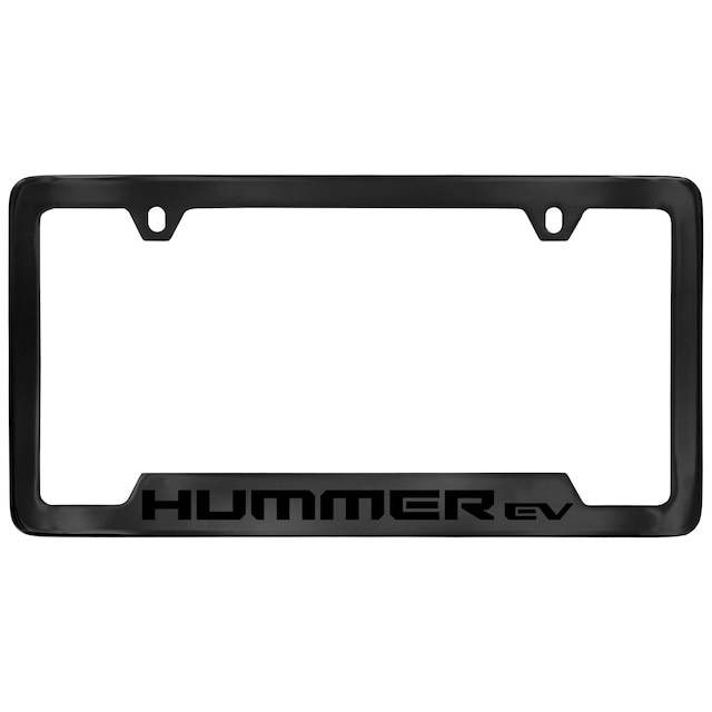 License Plate Frame in Black with GMC HUMMER EV Pickup Logo in Black by Baron & Baron® - Associated Accessories
