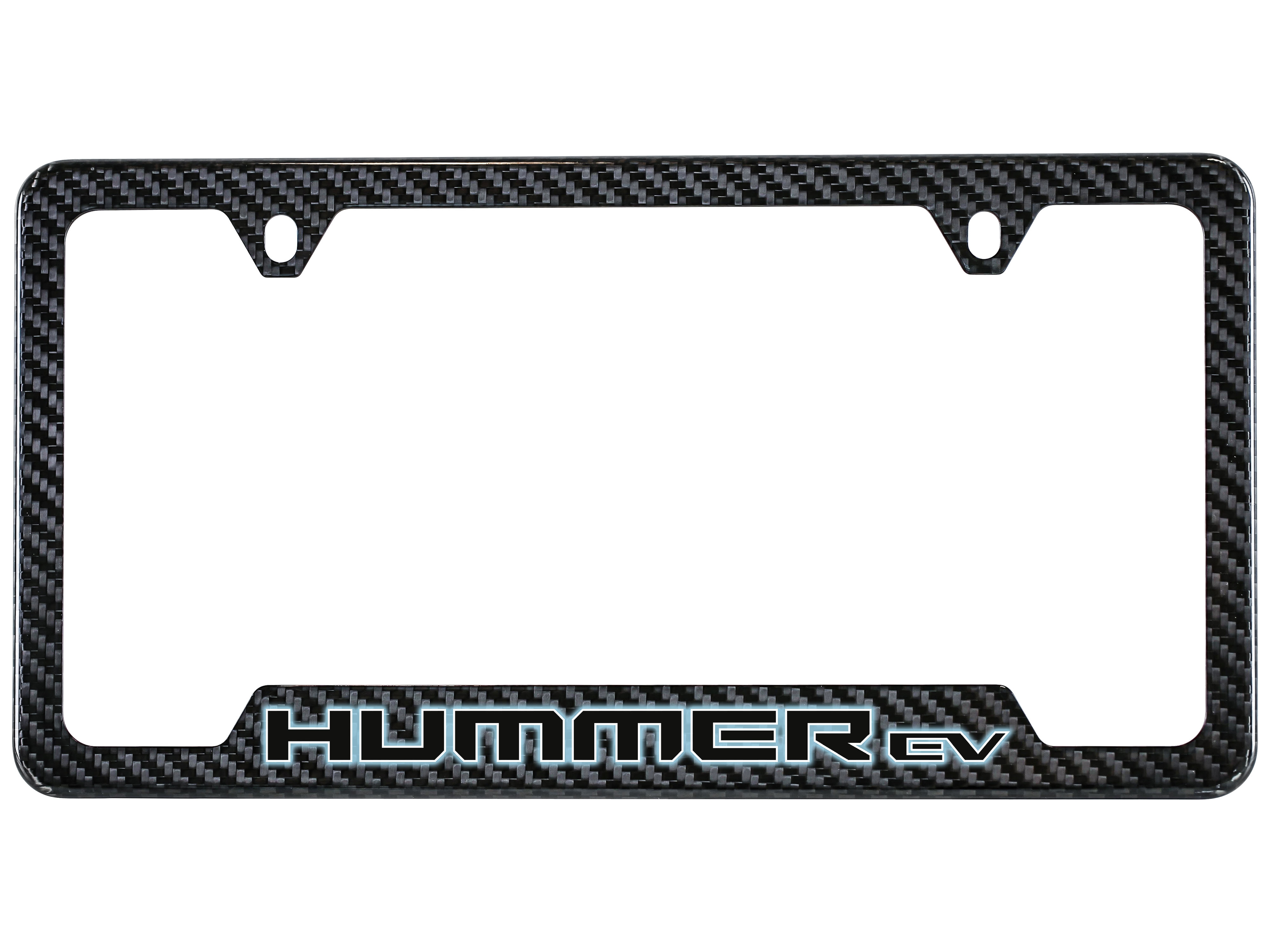 License Plate Frame in Carbon Fiber with GMC HUMMER EV Pickup Logo by Baron & Baron® - Associated Accessories