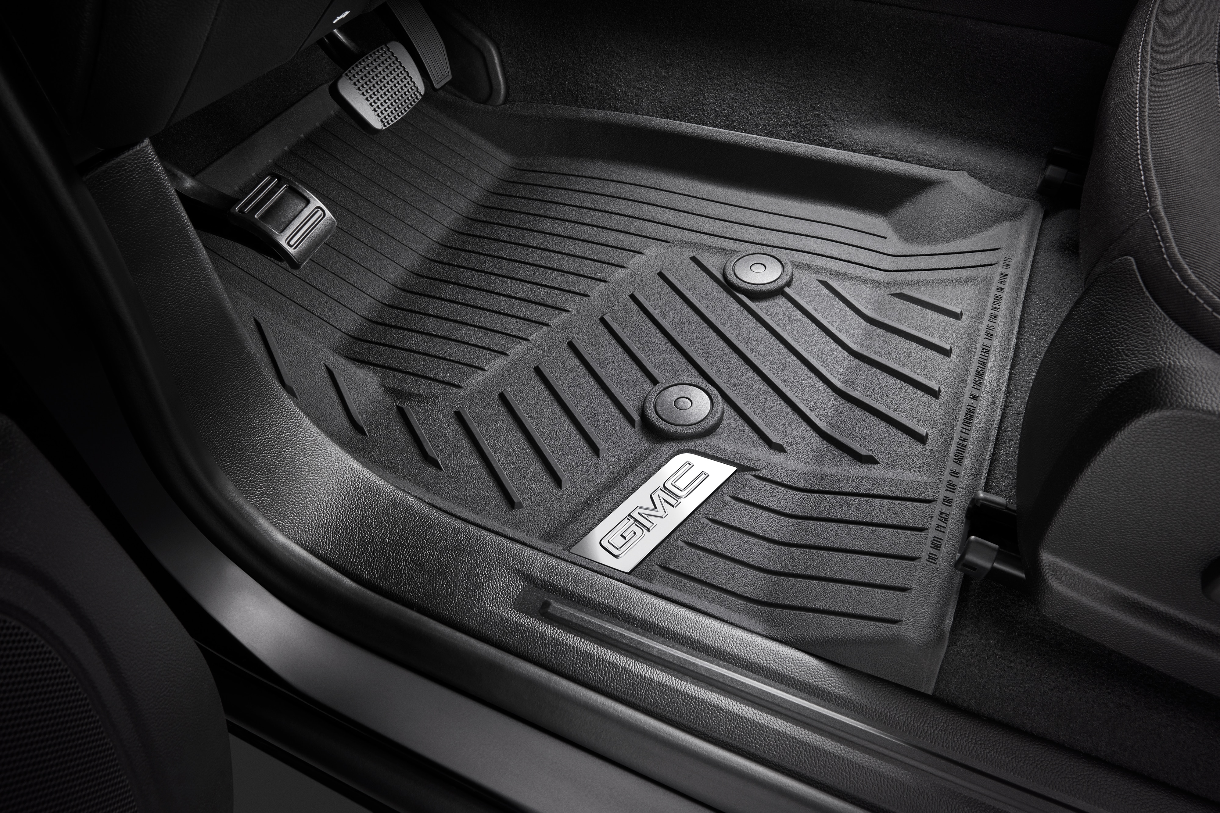 First-Row Premium All-Weather Floor Liners in Jet Black with Chrome GMC Logo