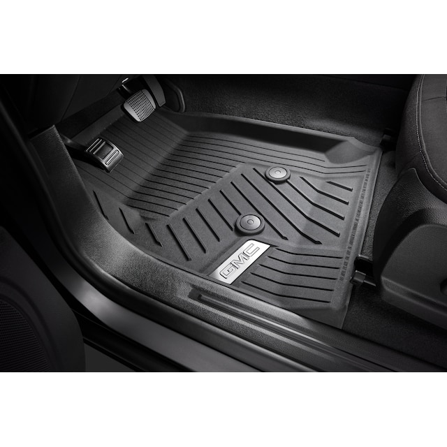 First-Row Premium All-Weather Floor Liners in Jet Black with Chrome GMC Logo