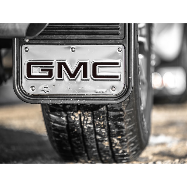 Front and Rear Rubber No-Drill Gatorback Mud Flap Kit with Black GMC Logo by Truck Hardware - Associated Accessories