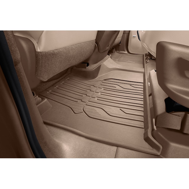 Second-Row Interlocking Premium All-Weather Floor Liners in Teak