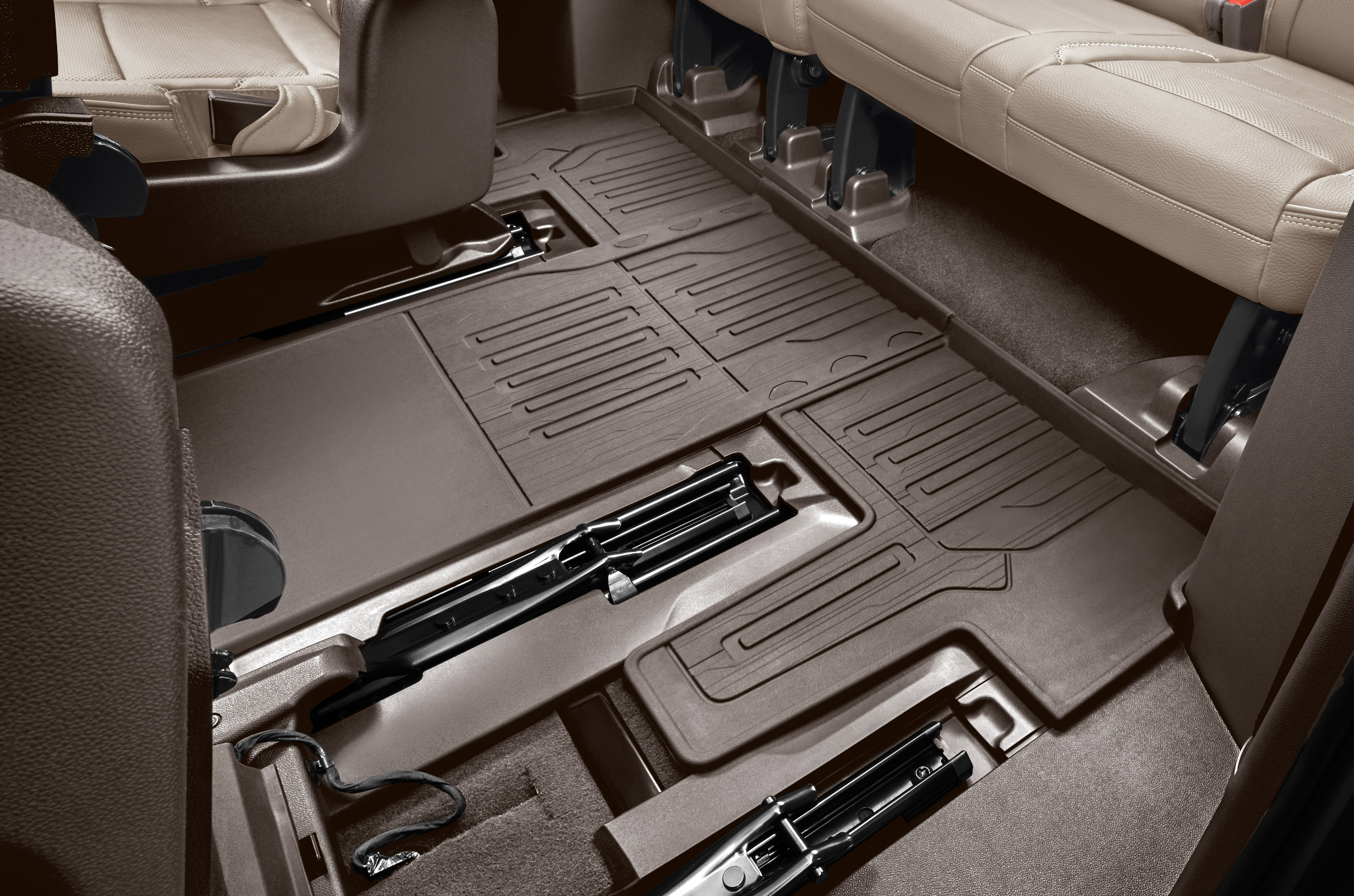 Third-Row Interlocking Premium All-Weather Floor Liner in Teak