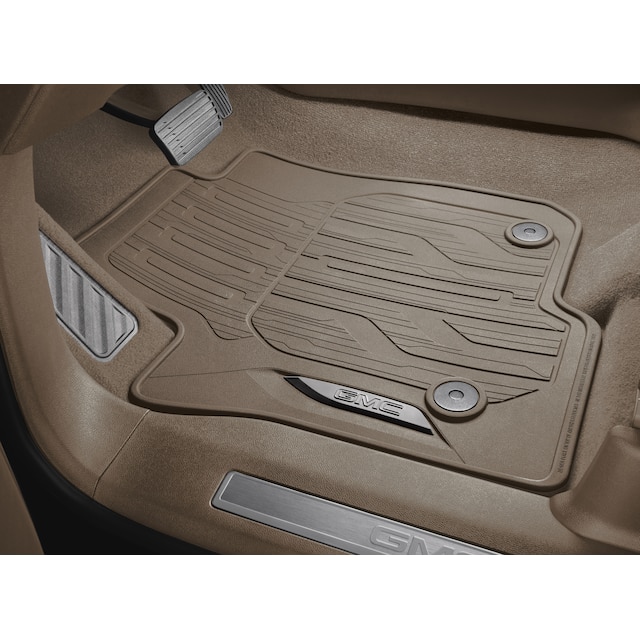 First-Row Premium All-Weather Floor Mats in Teak with GMC Script