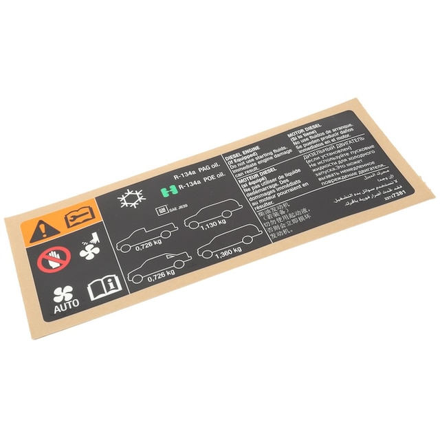 GM Genuine Parts Air Conditioning Refrigerant Warning Label