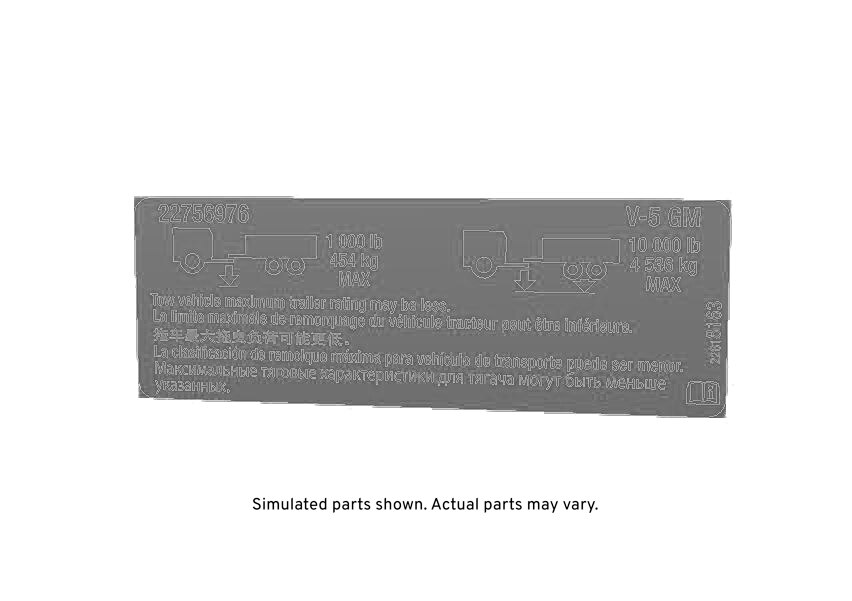 GM Genuine Parts Trailer Hitch Information Label