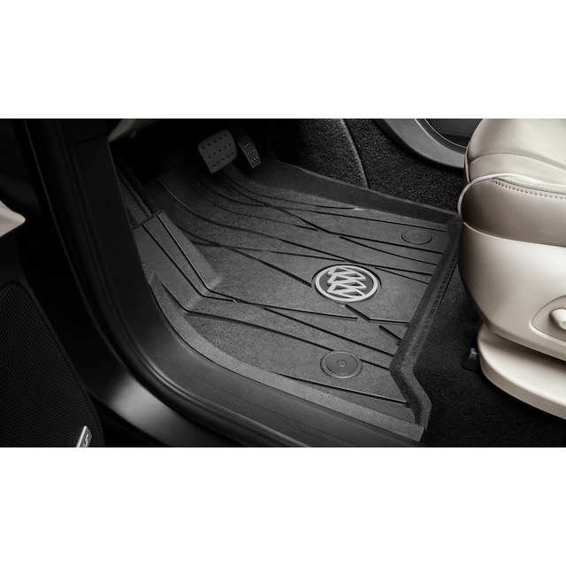 First-Row Premium All-Weather Floor Liners in Ebony with Buick Logo