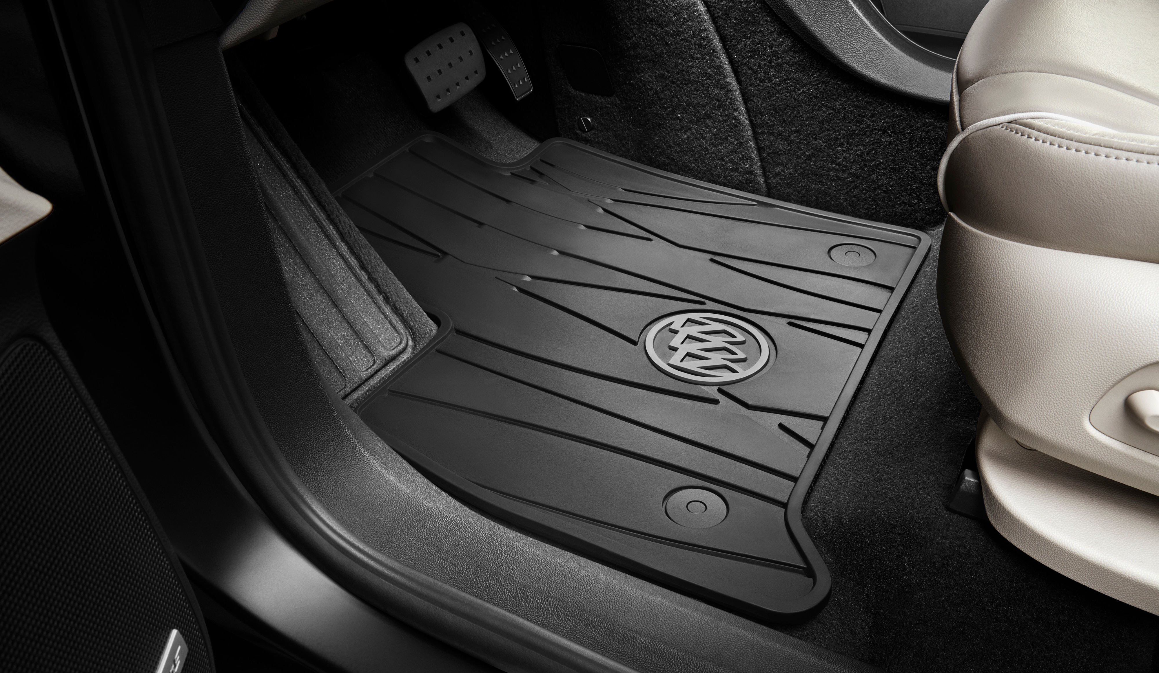 First-Row Premium All-Weather Floor Mats in Ebony with Buick Logo