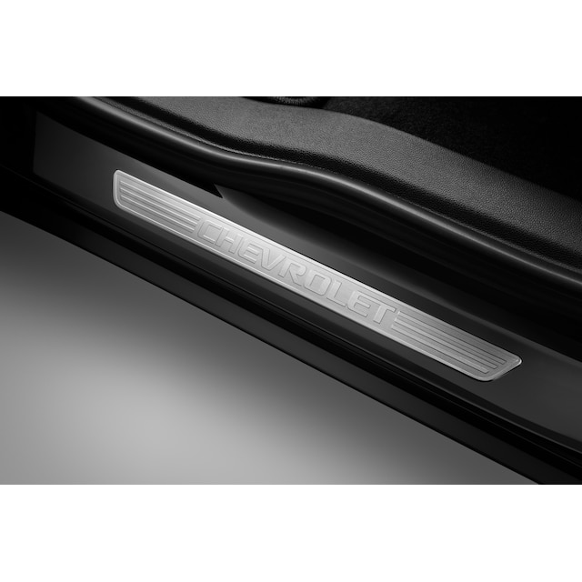 Front Door Sill Plates in Aluminum with Chevrolet Script