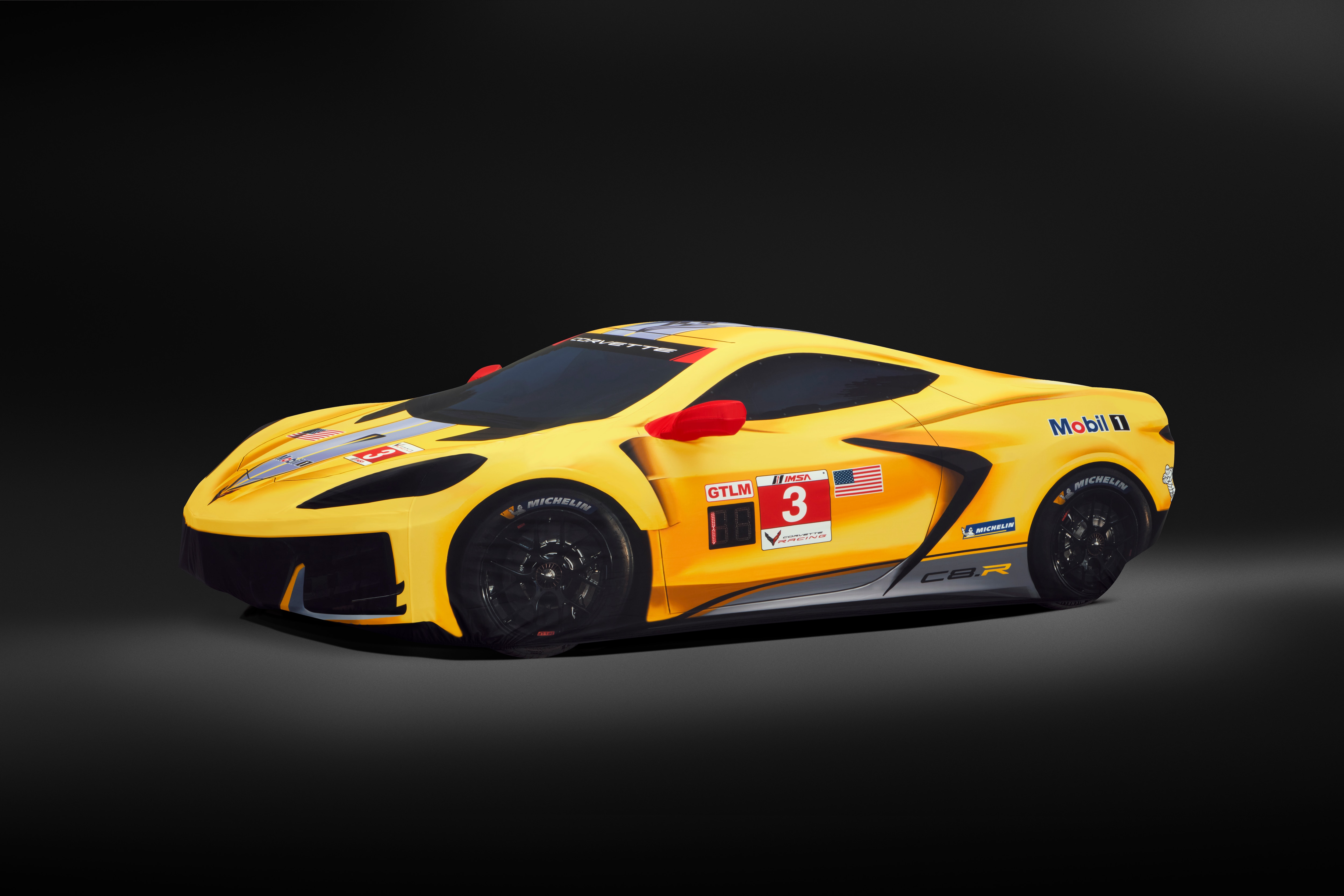 Premium Indoor Car Cover in Yellow with Fully Rendered Corvette C8.R