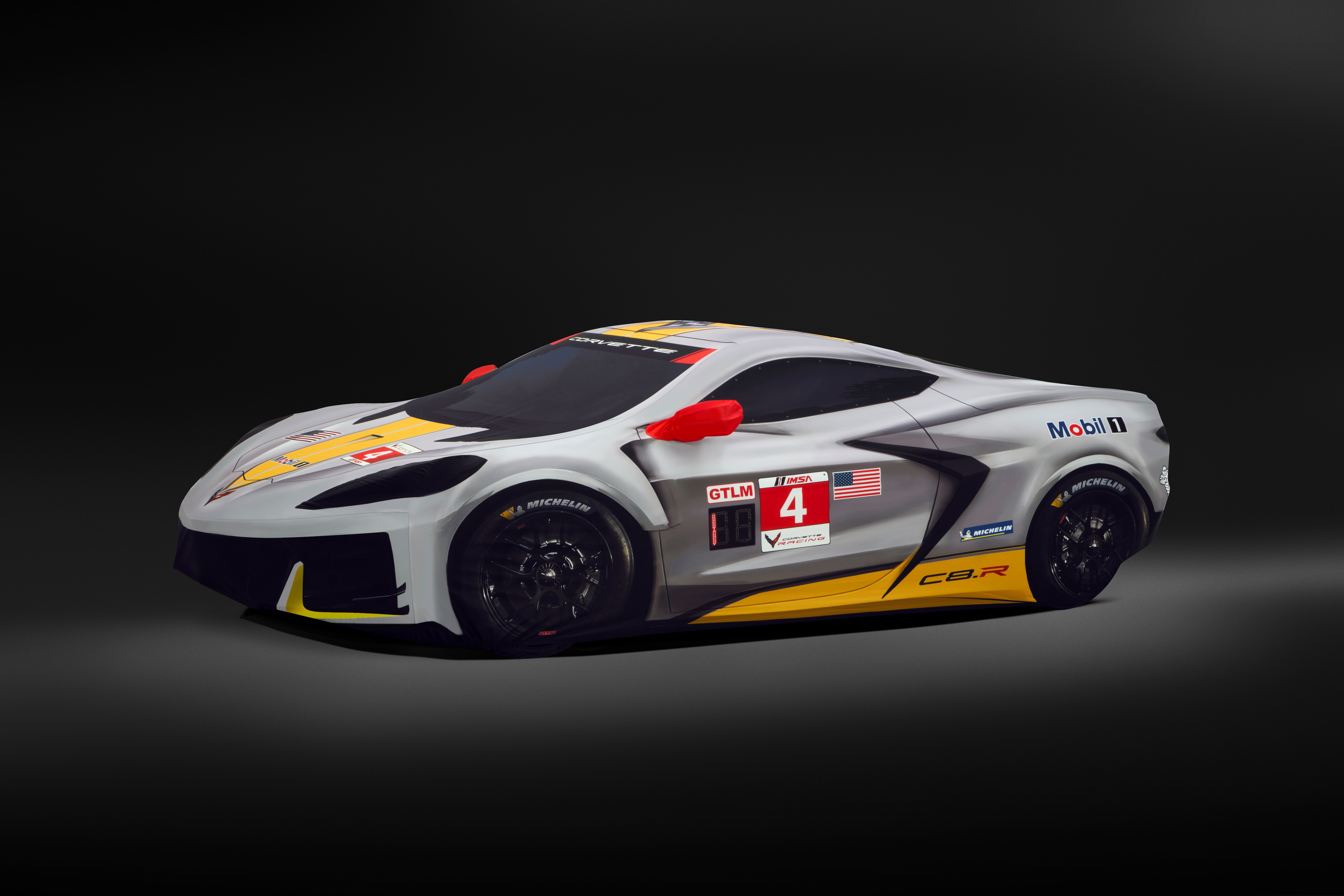 Premium Indoor Car Cover in Gray with Fully Rendered Corvette C8.R