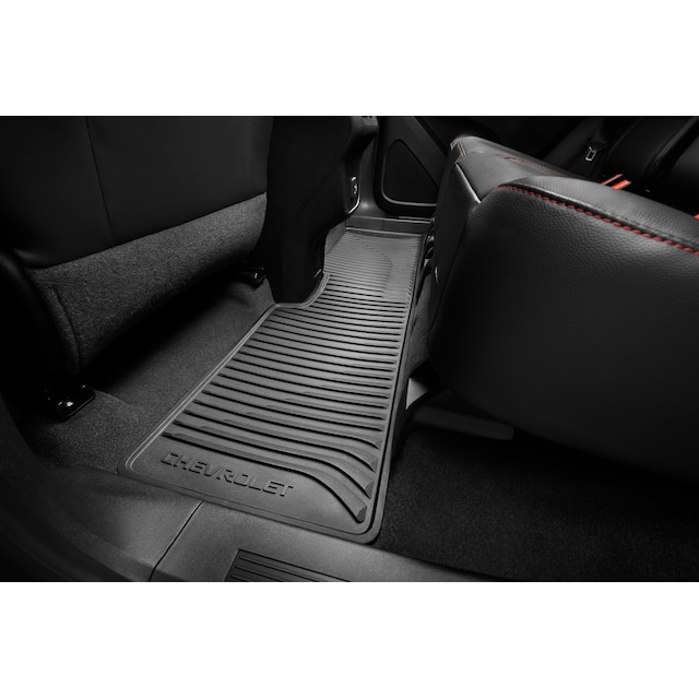 Second-Row One-Piece Premium All-Weather Floor Mat in Black with Chevrolet Script