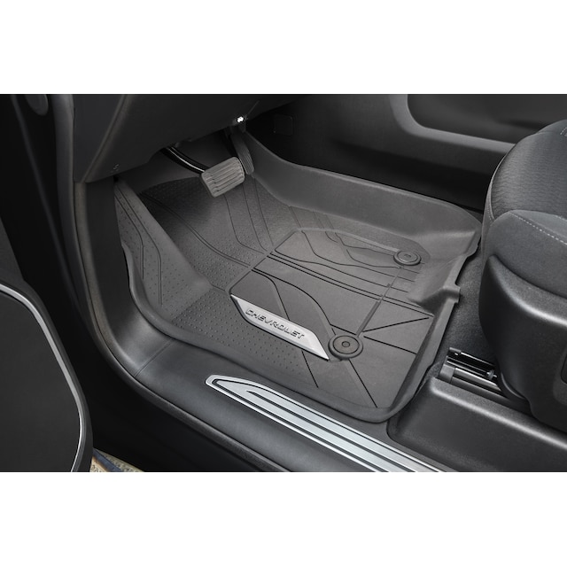 First-Row Premium All-Weather Floor Liners in Jet Black with Chevrolet Script (for Models with Center Console)