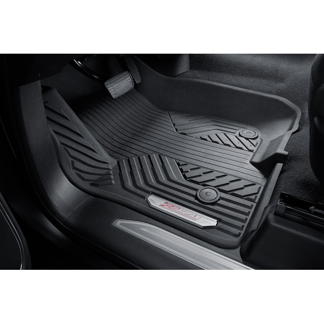 First-Row Premium All-Weather Floor Liners in Jet Black with Chrome Z71 Logo (for Models with Center Console)