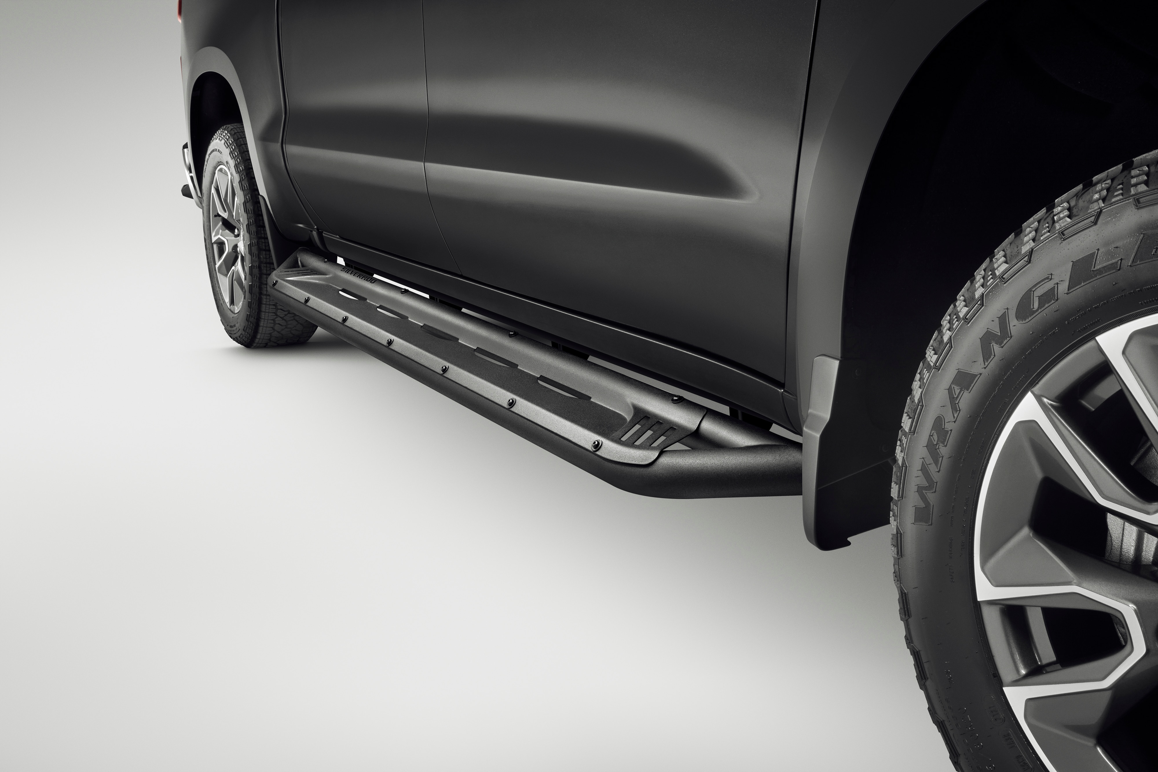 Crew Cab Sport Step Assist Steps in Black with Silverado Script/