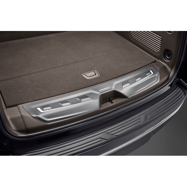 Illuminated Cargo Sill Plates in Very Dark Atmosphere with Chevrolet Script