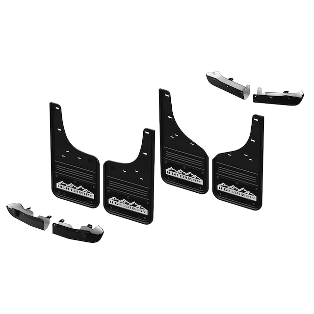 Front and Rear Rubber No-Drill Gatorback Mud Flap Kit with High Country Logo (for Single Rear Wheel Models) by Truck Hardware - Associated Accessories
