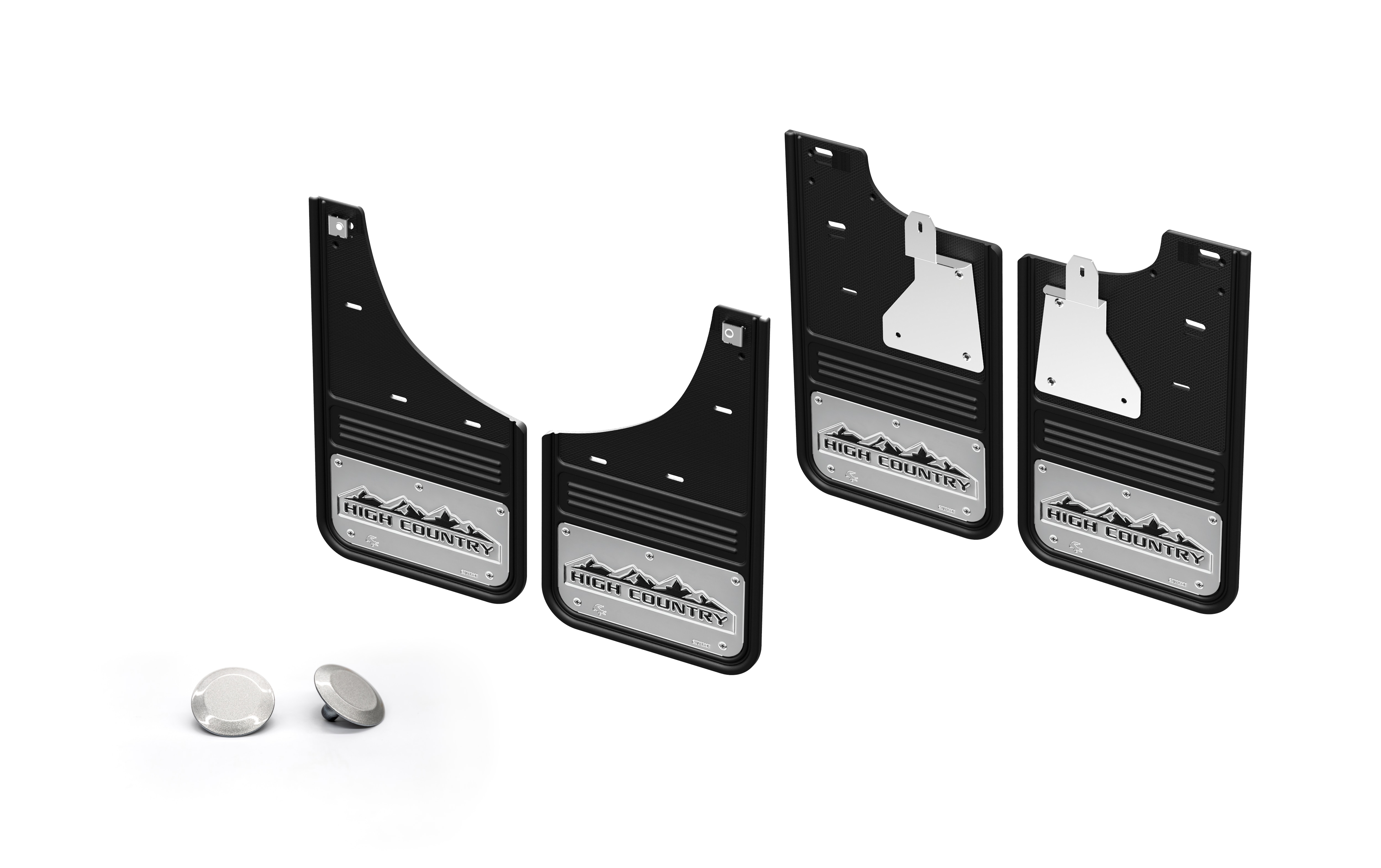 Front and Rear Rubber No-Drill Gatorback Mud Flap Kit with Black
