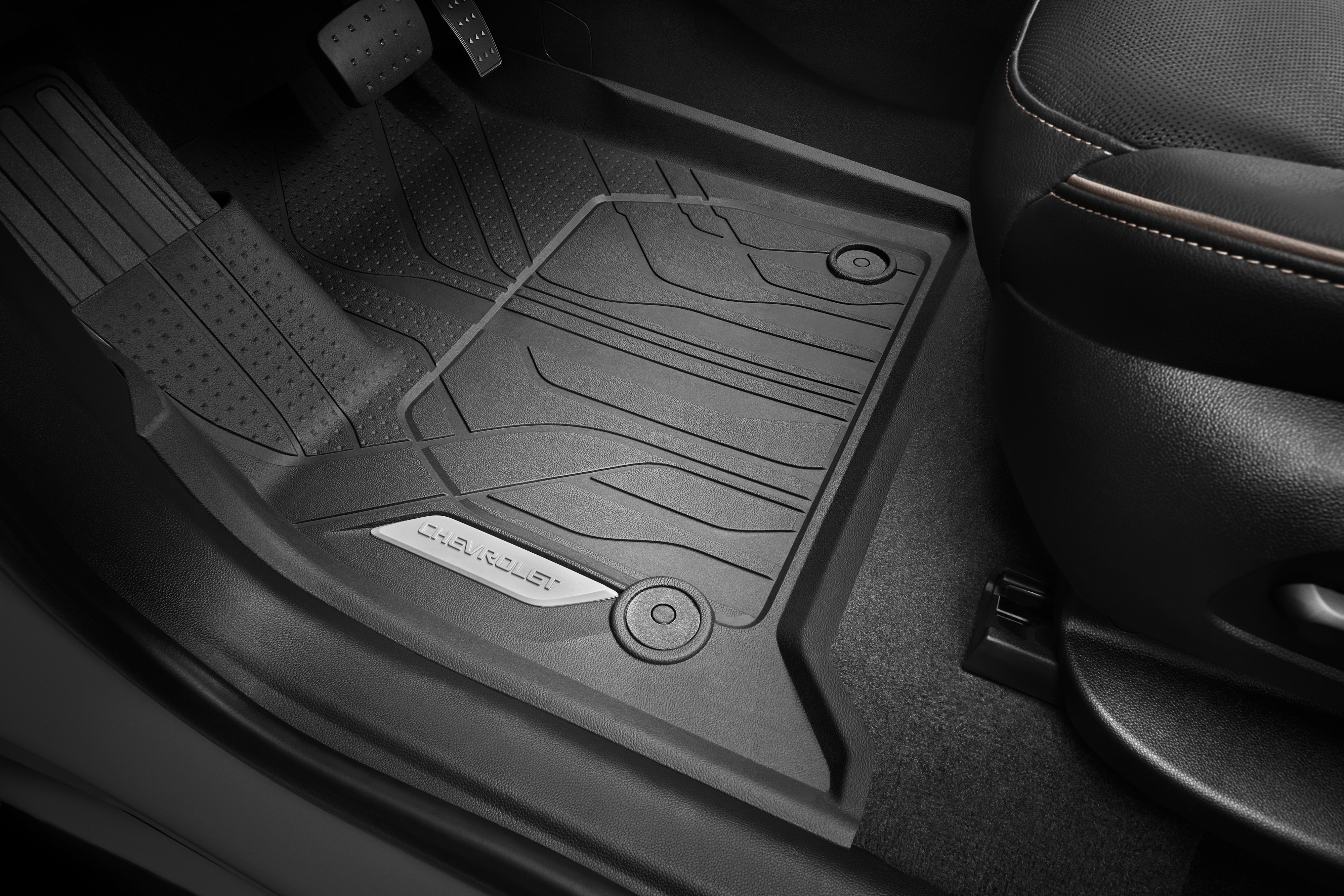 First-Row Premium All-Weather Floor Liner in Jet Black with Chevrolet Script