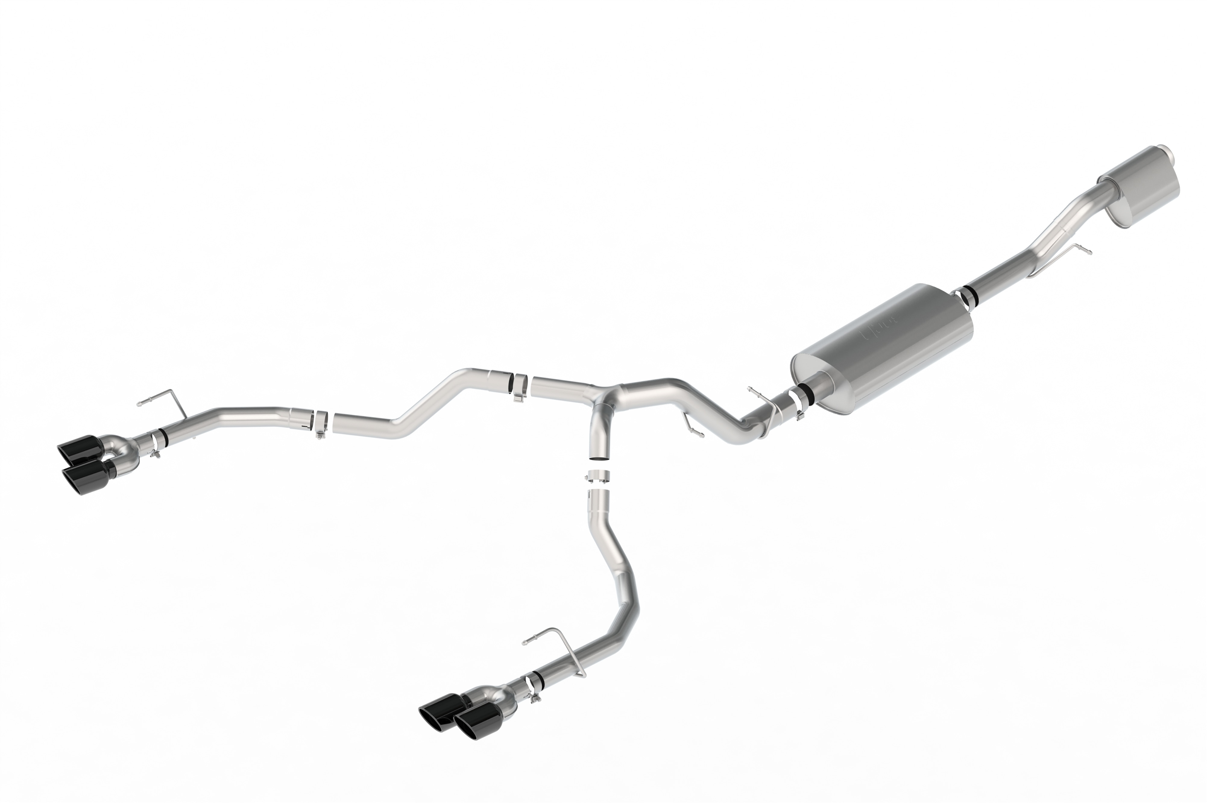 6.2L Cat-Back Dual-Rear Exit Through-the-Bumper Exhaust Upgrade System with Quad Black Chrome Tips (for Short Wheelbase Models) by Borla® - Associated Accessories