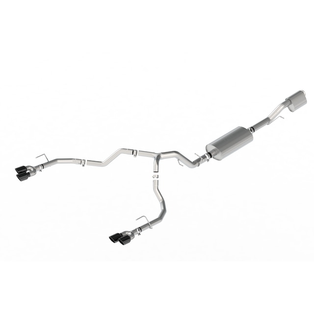 6.2L Cat-Back Dual-Rear Exit Through-the-Bumper Exhaust Upgrade System with Quad Black Chrome Tips (for Short Wheelbase Models) by Borla® - Associated Accessories