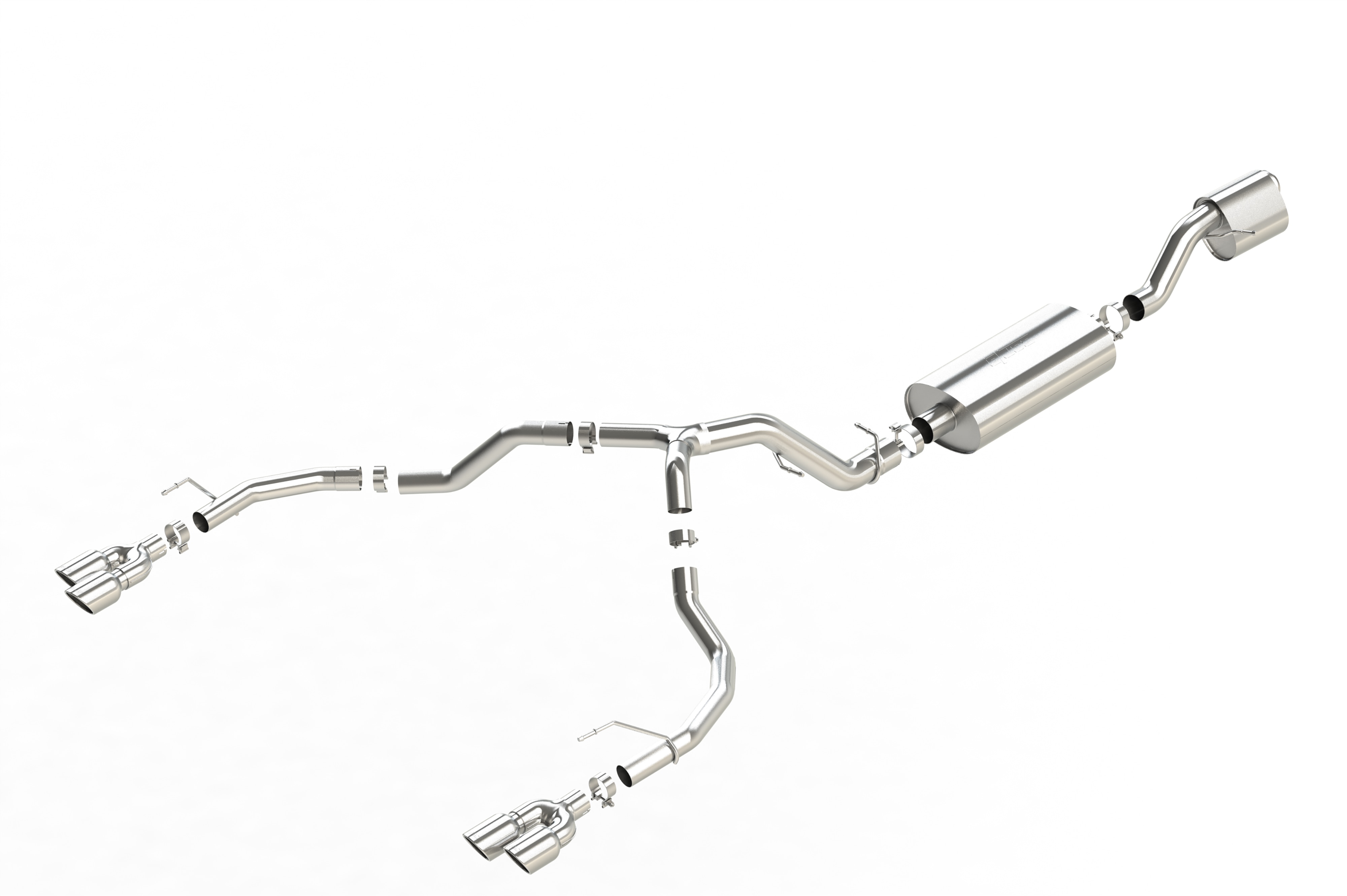 6.2L Cat-Back Dual-Rear Exit Through-the-Bumper Exhaust Upgrade System with Quad Chrome Tips (for Long Wheelbase Models) by Borla® - Associated Accessories
