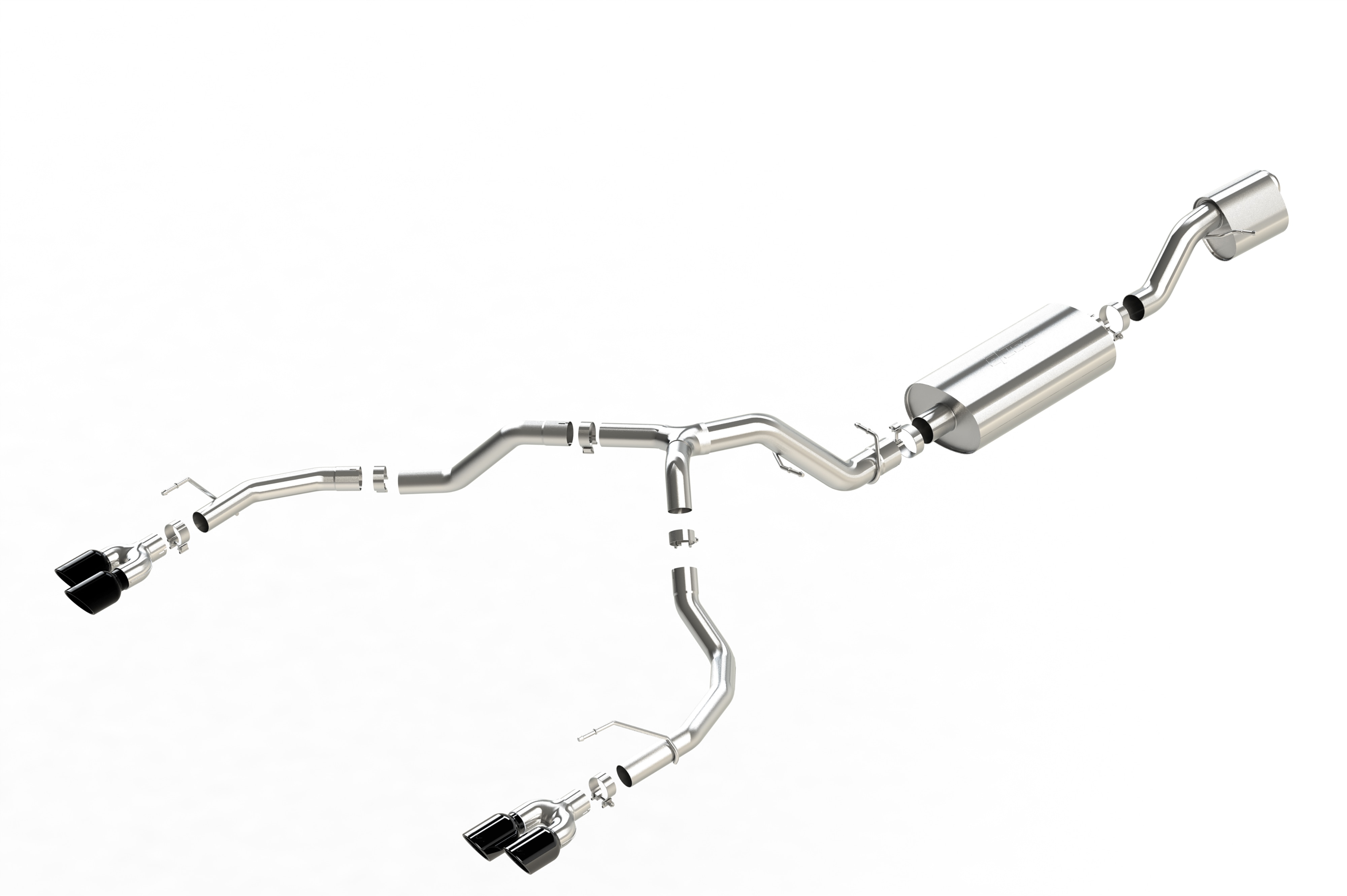 6.2L Cat-Back Dual-Rear Exit Through-the-Bumper Exhaust Upgrade System with Quad Black Chrome Tips (for Long Wheelbase Models) by Borla® - Associated Accessories
